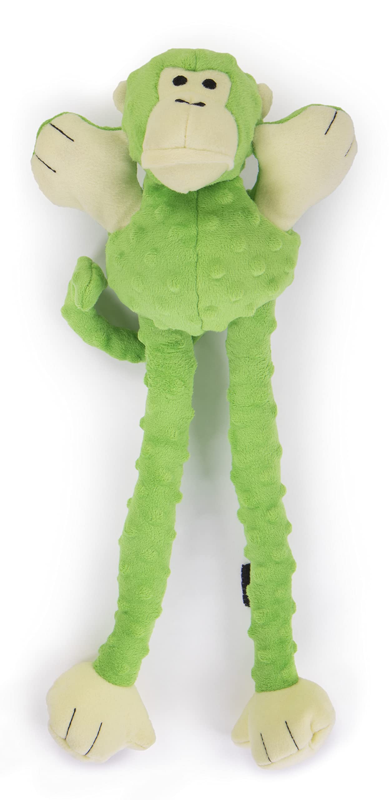 goDog Crazy Tugs Plush Dog Toy, Large, Green Monkey, Tough Chew Guard, Model 70731, Polyester
