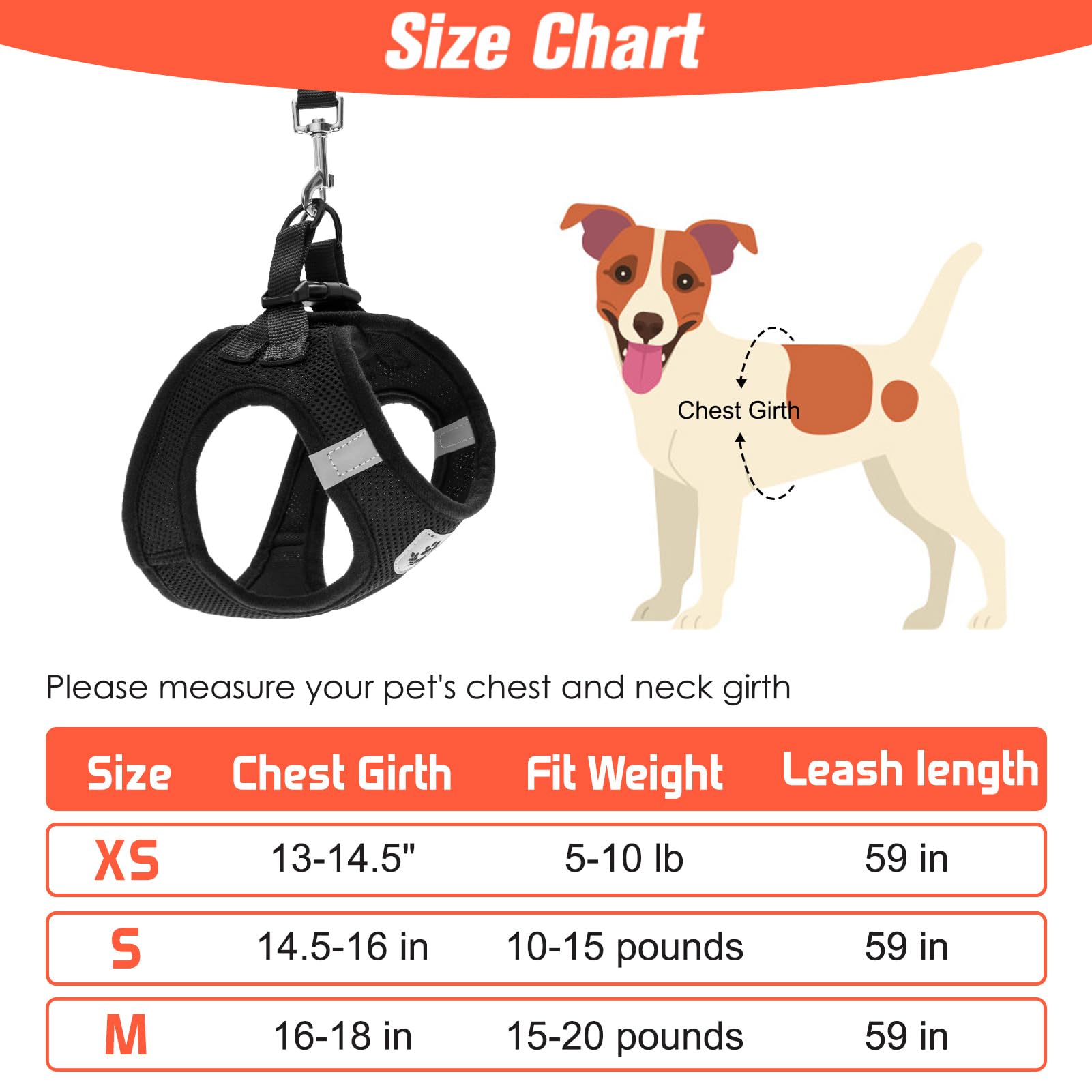 Pawchie Puppy Harness And Leash Set - Soft Mesh Dog Vest Harness, Reflective & Adjustable Harness For Small To Medium Dogs, Cats