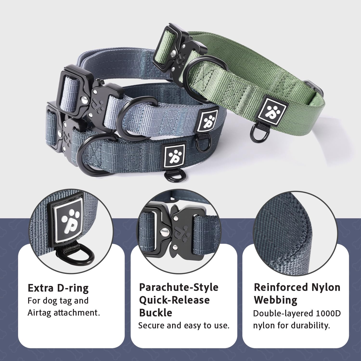 Pawspassion Heavy Duty Dog Collar For X-Large Dogs, Chew Proof Metal Hardware, Reinforced Nylon Dog Collar With Metal Quick-Rele