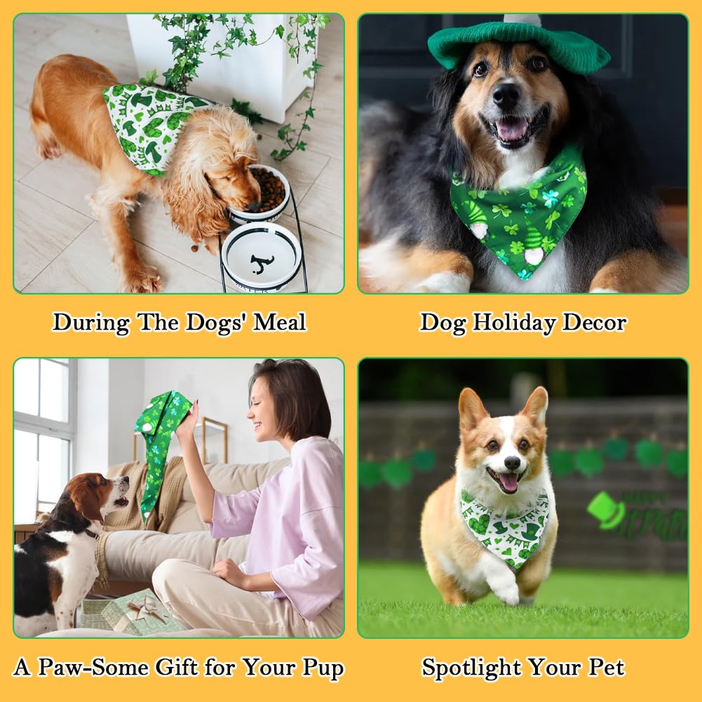 Vivifying St. Patrick'S Day Dog Bandana, 2 Pack Bandanas For St. Patrick'S Day Clothes Outfits, Reversible Triangle Dog Scarf, P