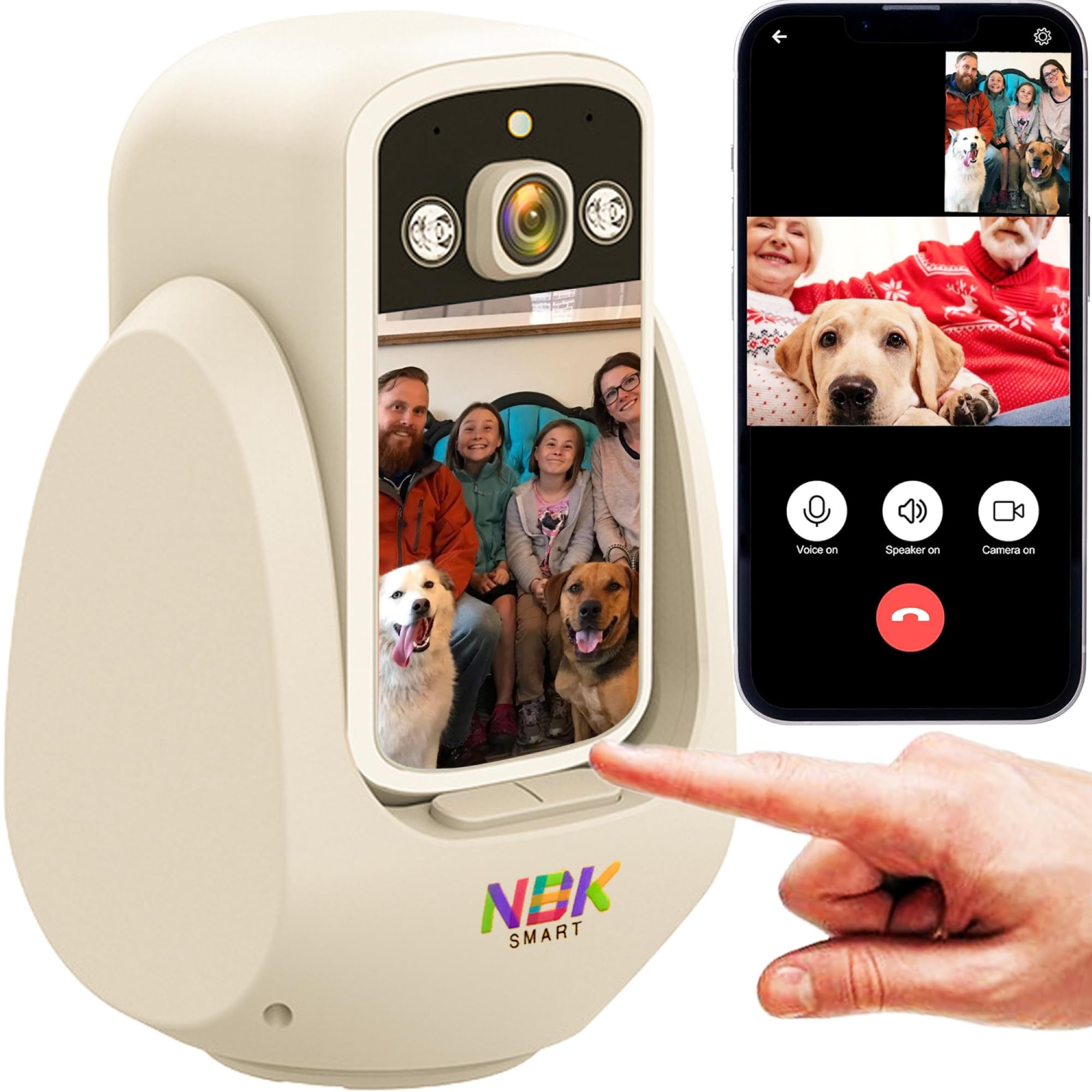 NBKsmart 2 Way Camera, 2.8Screen Pan/Tilt WiFi AI Motion Detection Indoor for Pet/Puppy/Cat/Dog with Phone App Control, Home C