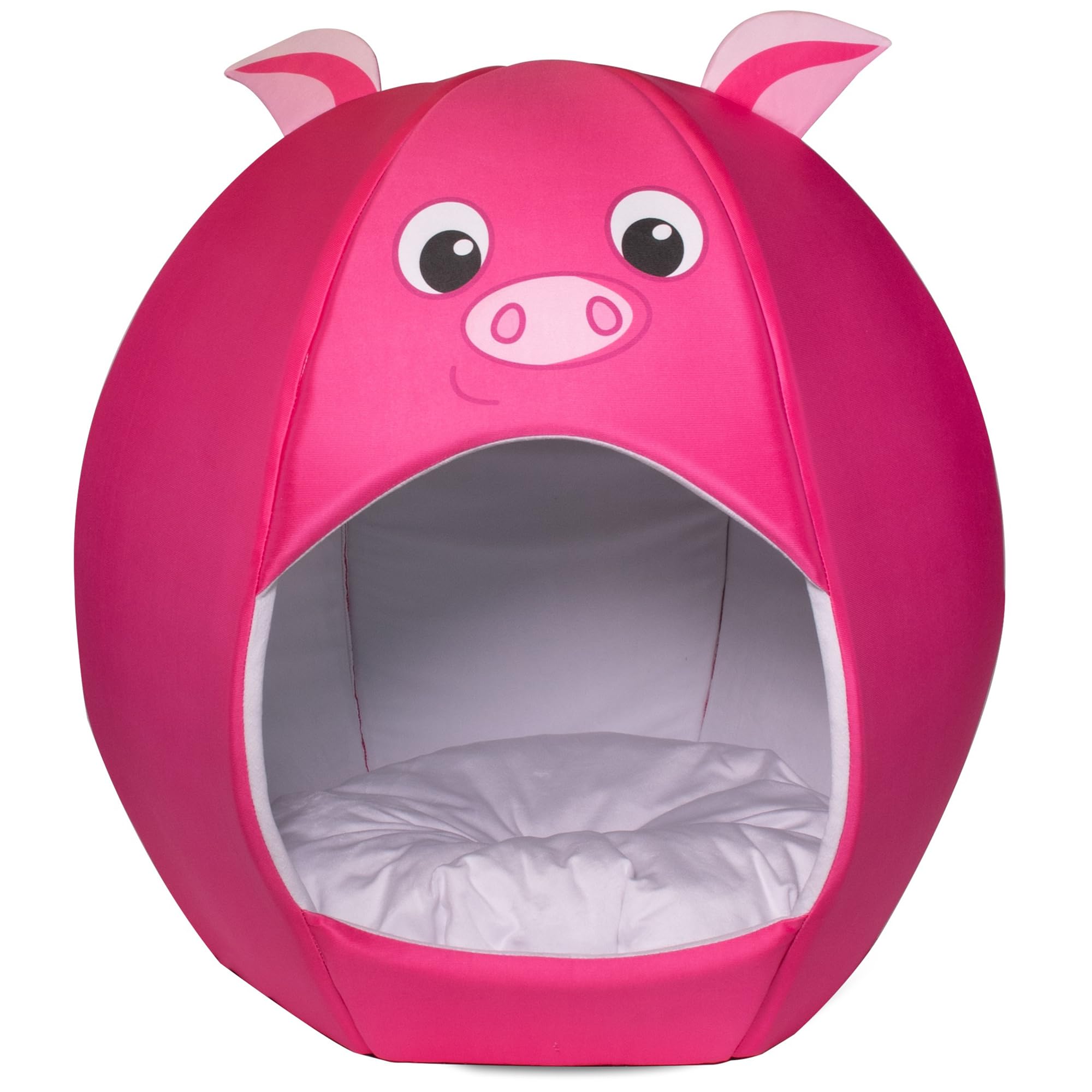 Maccabi Art Pig Theme Dog Bed - Cute Igloo Style Pet Bet - Fits Small Dogs, Puppies, Cats - Pillow Insert With Plush Lined Inter