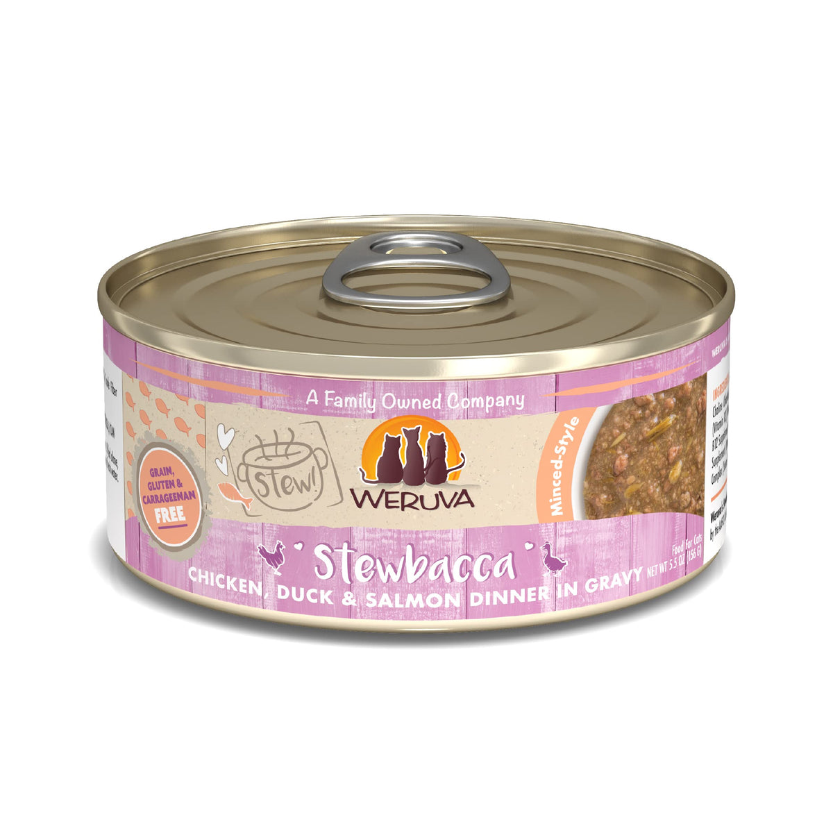 Weruva Classic Cat Stews!, Stewbacca With Chicken, Duck & Salmon In Gravy, 5.5Oz Can (Pack Of 8)