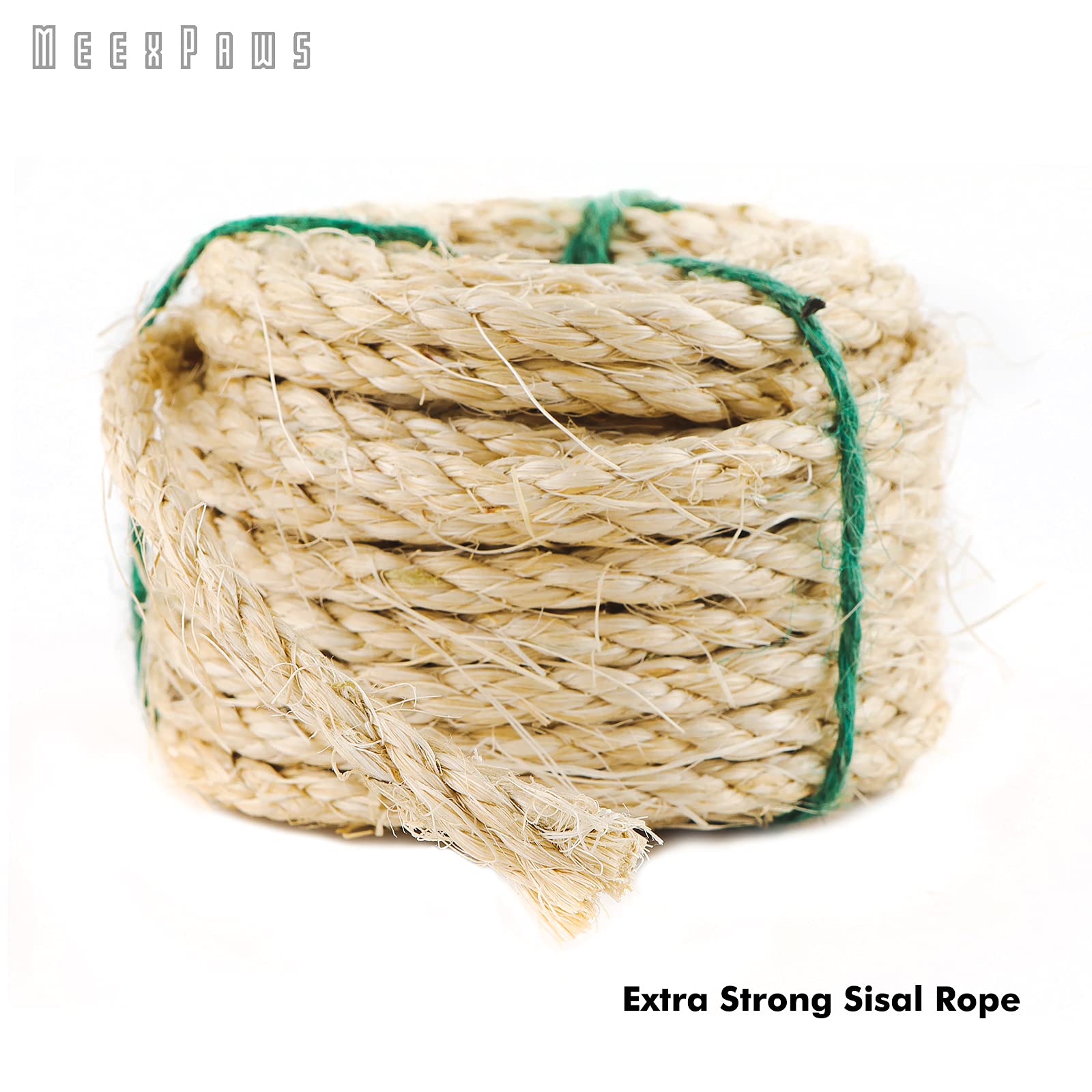 Meexpaws Natural Strong Sisal Rope Replacement For Cat Scratching Posts | Adhesive Tapes For Winding Easy & Tight | 1/4 ?Diameter | Brown | 164Ft