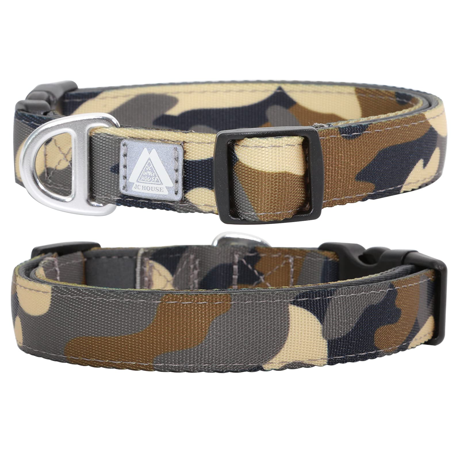 Jc House Soft Padded Dog Collar, Neck 9-14, Adjustable Heavy Duty Collar With 3M Reflective Logo For Small Dogs, Camo Green, S
