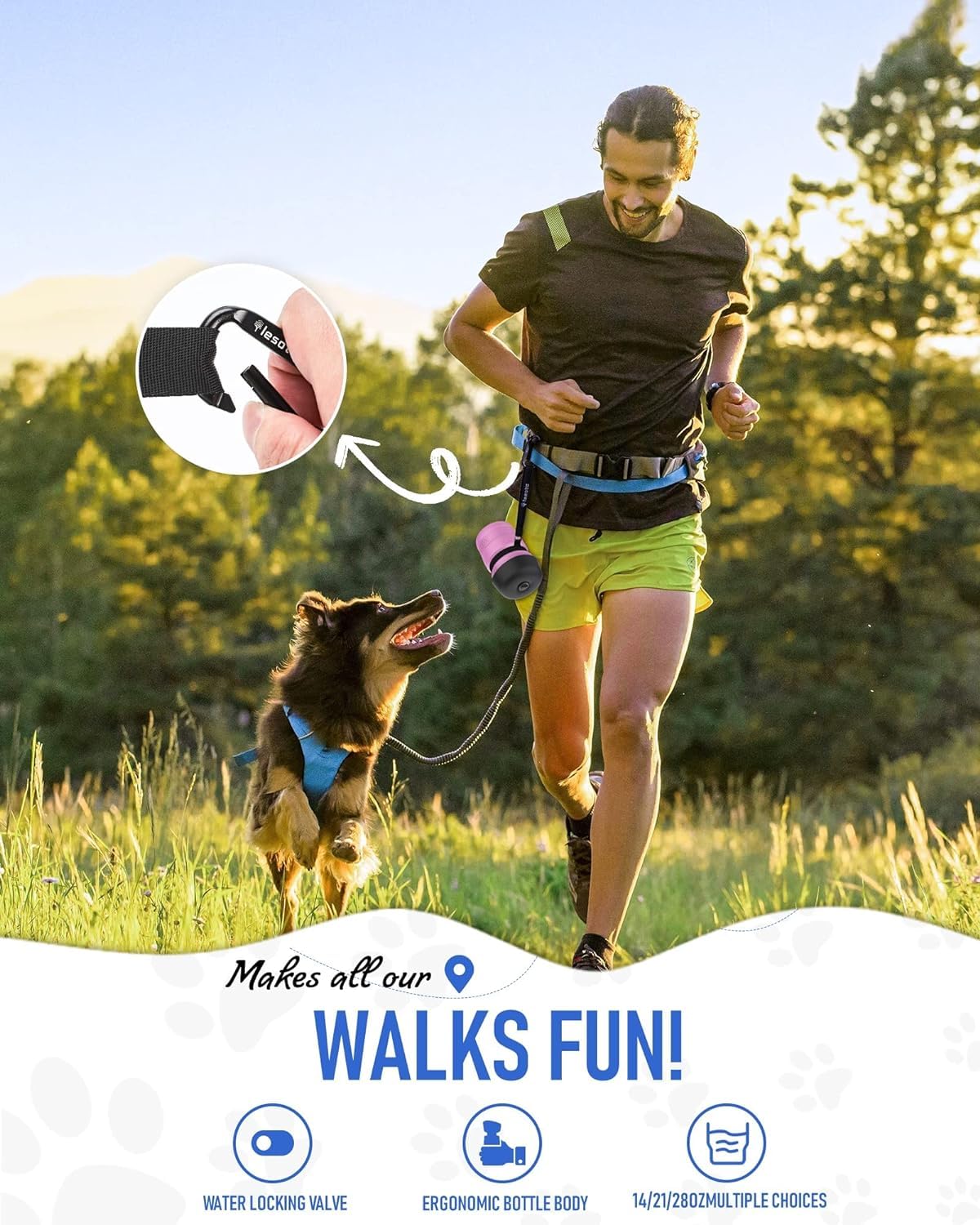 Lesotc Dog Water Bottle, Portable Dog Water Dispenser, Leak Proof Dog Travel Water Bottle, Squeeze Pet Water Bottle For Walking On The Go, Dog Hiking Accessories For Outdoor, Hiking, Travel