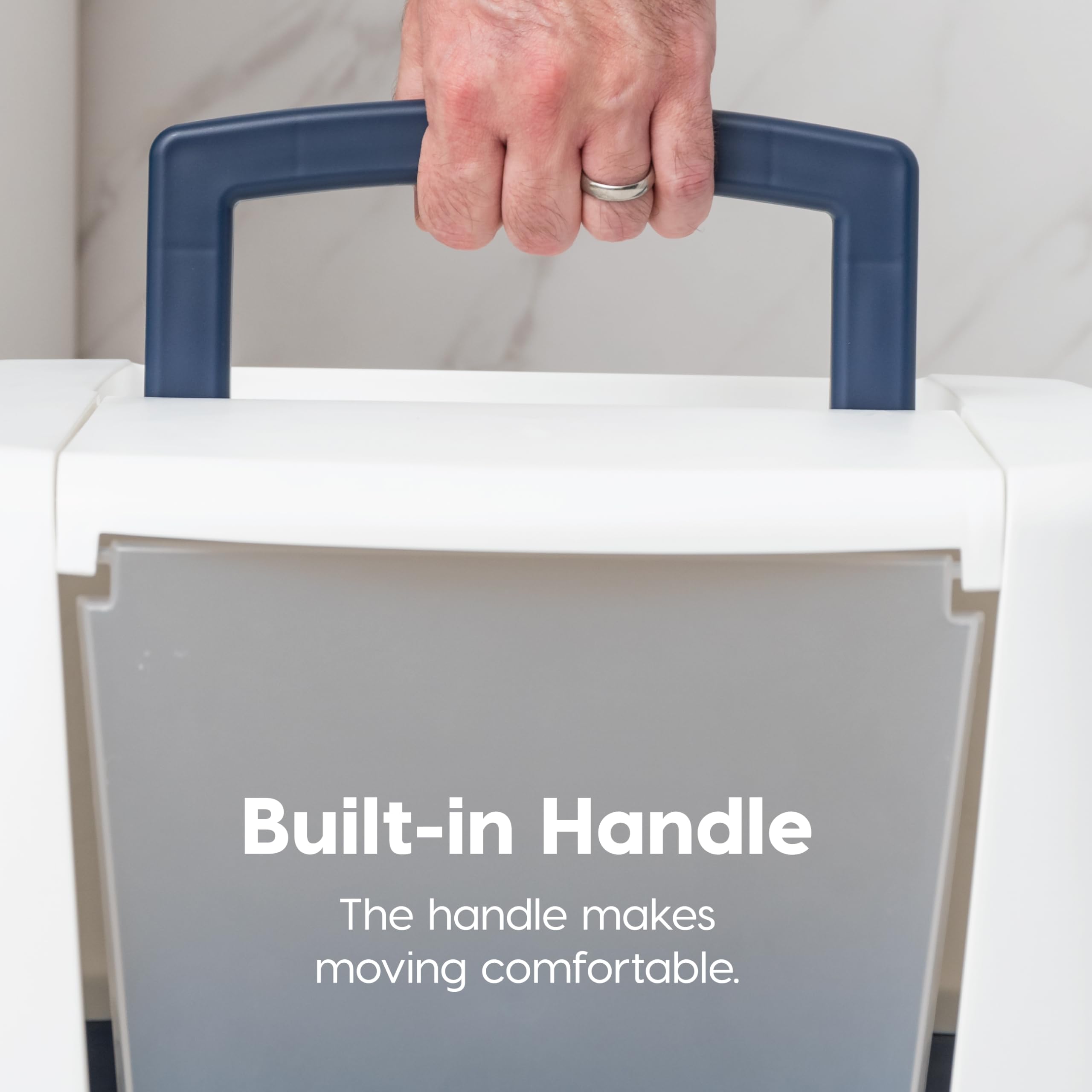 Iris Usa Cat Litter Box, Large Litter Box Enclosure With Front Door Flap And Scoop, Covered Kitty Litter Box With Handle And Buckles For Portability And Privacy, Navy/White