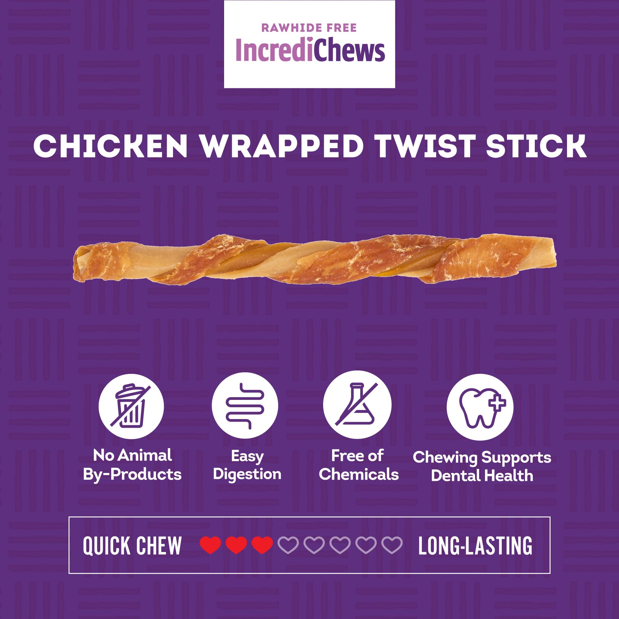 Treatly IncrediChews Stick w/Chicken Meat Wrap Dog Chew Treats - 10 Count/1 Pack