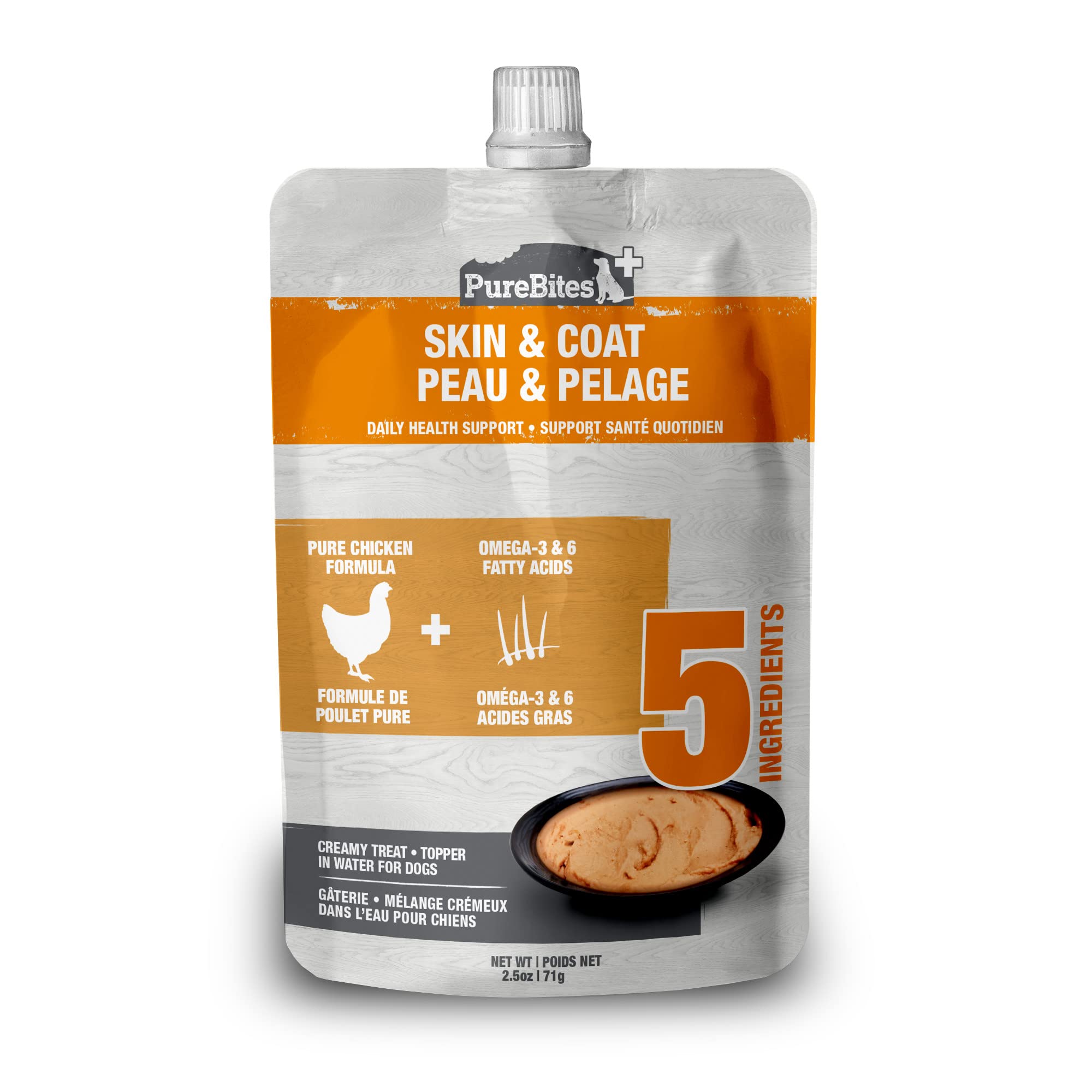 PureBites+ Skin & Coat Squeezables for Dogs, only 5 Ingredients, case of 15