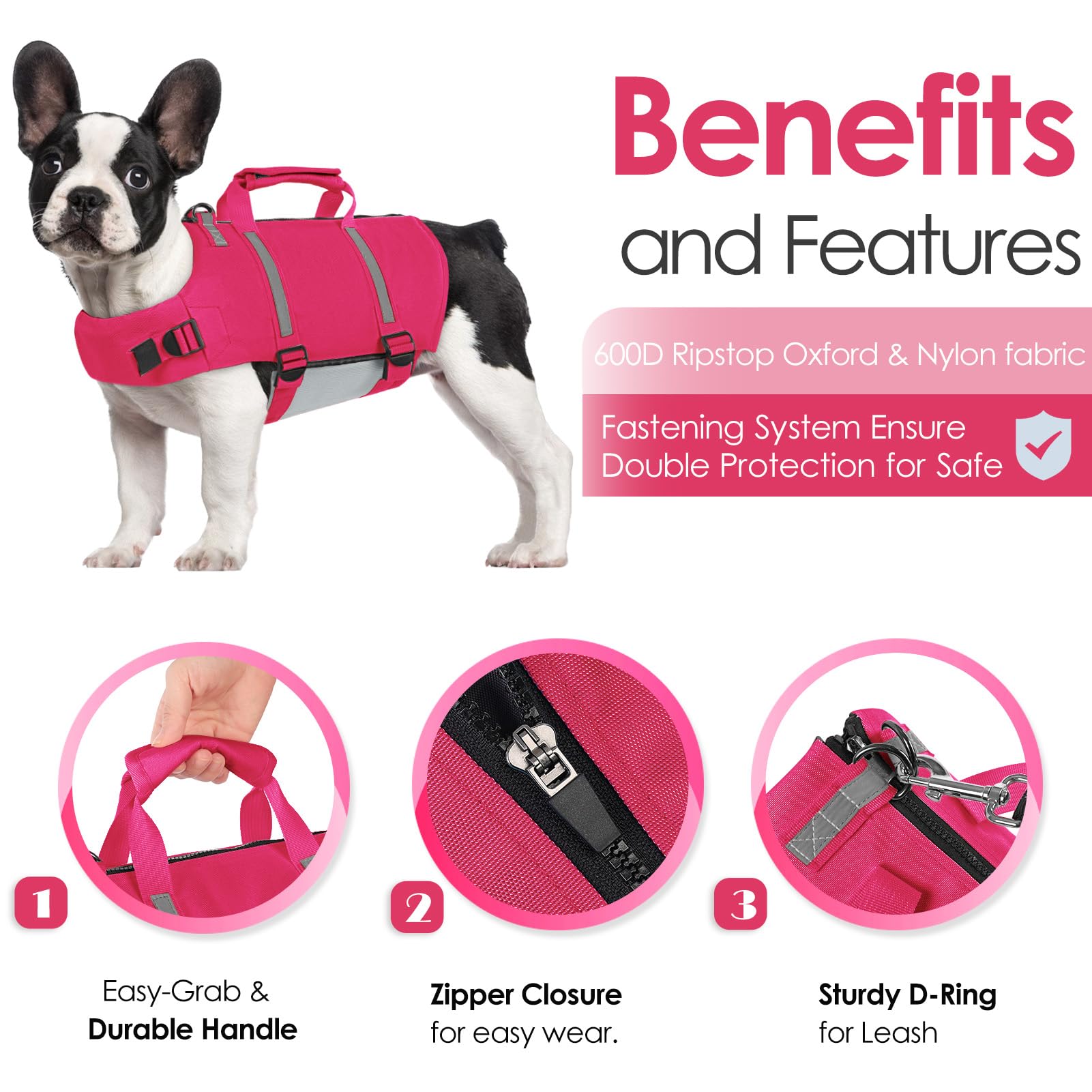 Aofitee Dog Life Jacket Large, Xl Dog Life Vest For Swimming, Xl Dogs Swim Vest, High Buoyancy Pet Float Life Preserver With Bac