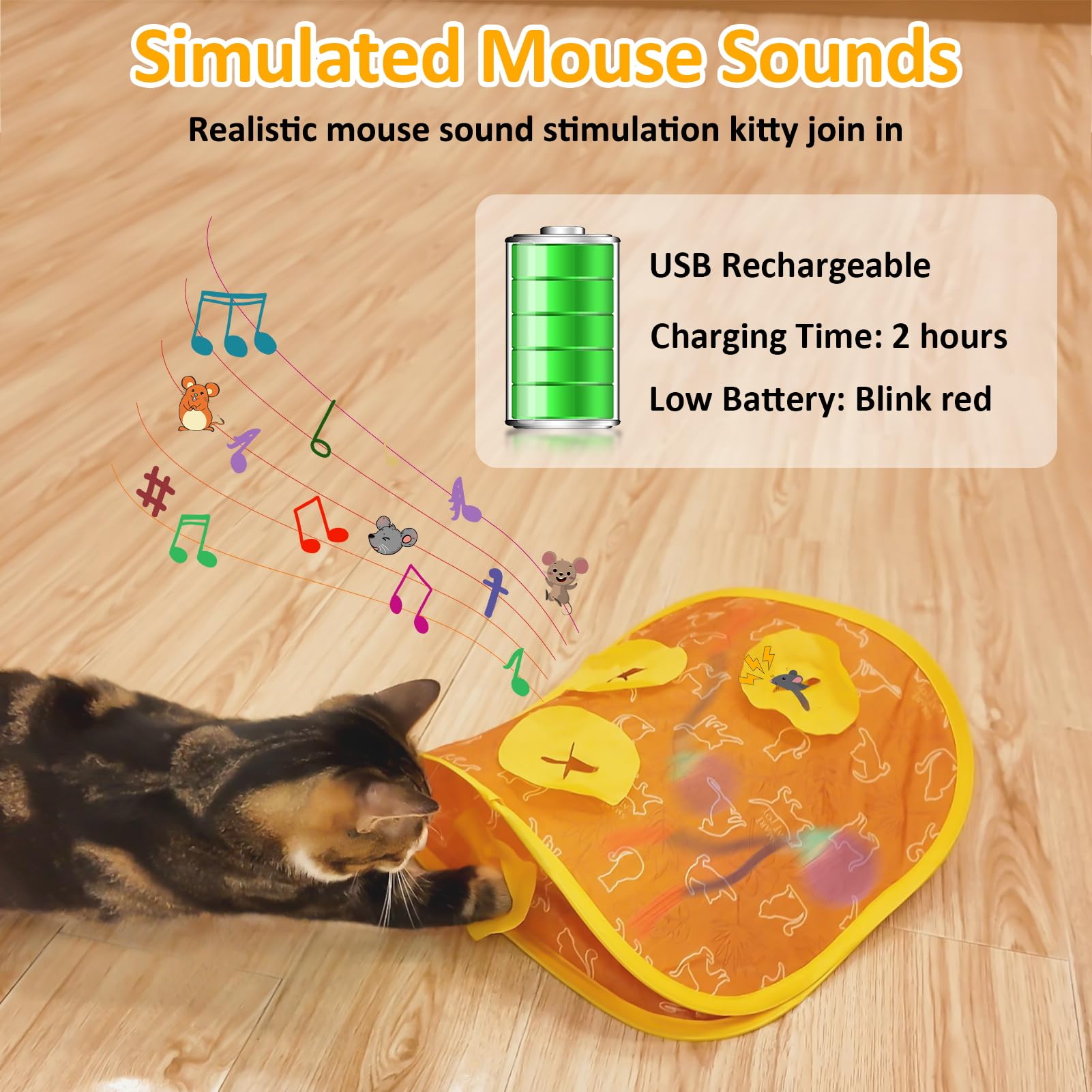 Saolife Interactive Cat Toys Ball Fast Rolling In Pouch, Touch Activated, Hide And Seek, Moving Ball With Tail, Real Mouse Squea