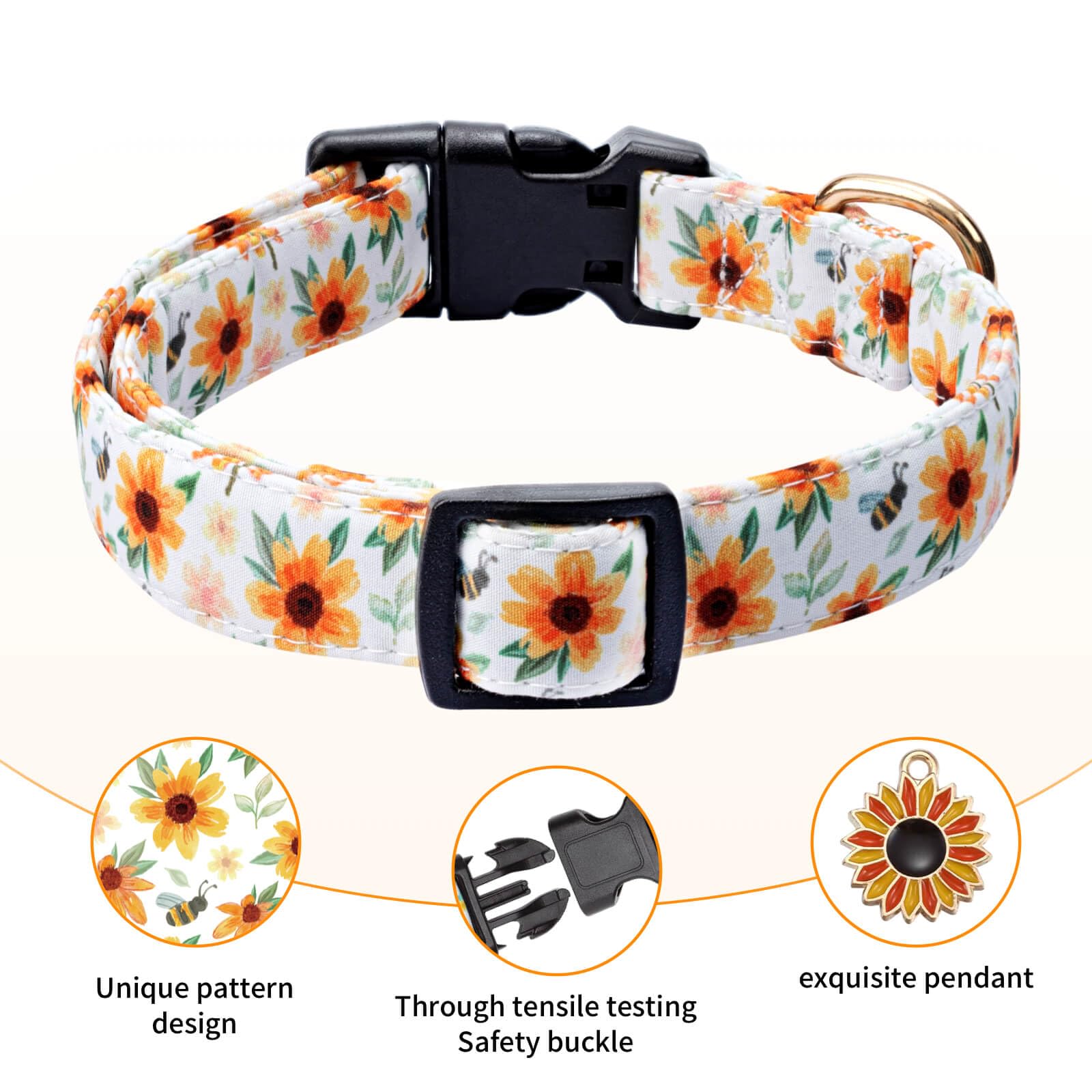 Jelwuion Cotton Dog Collar,Adjustable Cute Puppy Collar With Moon Patterned Design For Small Medium Large Dogs,Soft And Fancy Pe