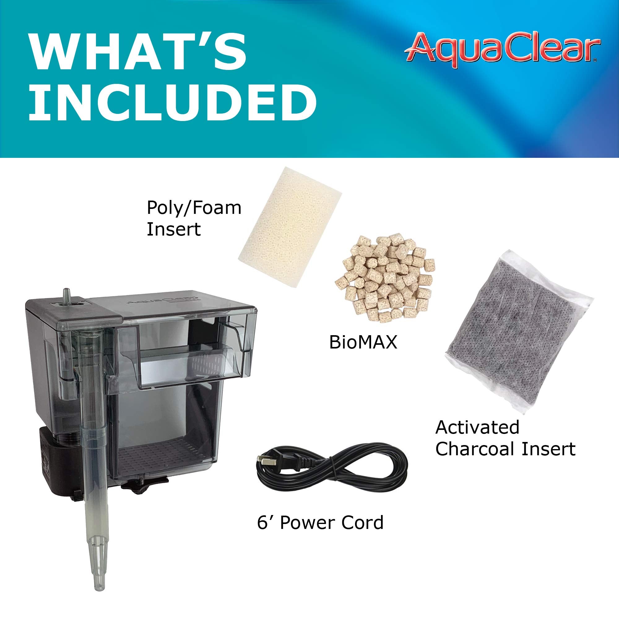 AquaClear 20 Power Filter for 5-20 Gallon Aquariums - Efficient Black Fish Tank Filter