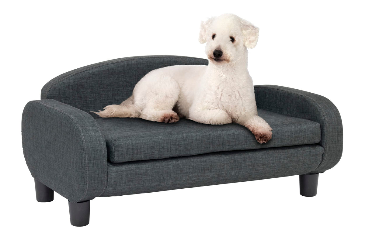 Paws & Purrs Modern Pet Sofa 31.5'' Wide Low Back Lounging Bed With Removable Mattress Cover In Espresso/Gray