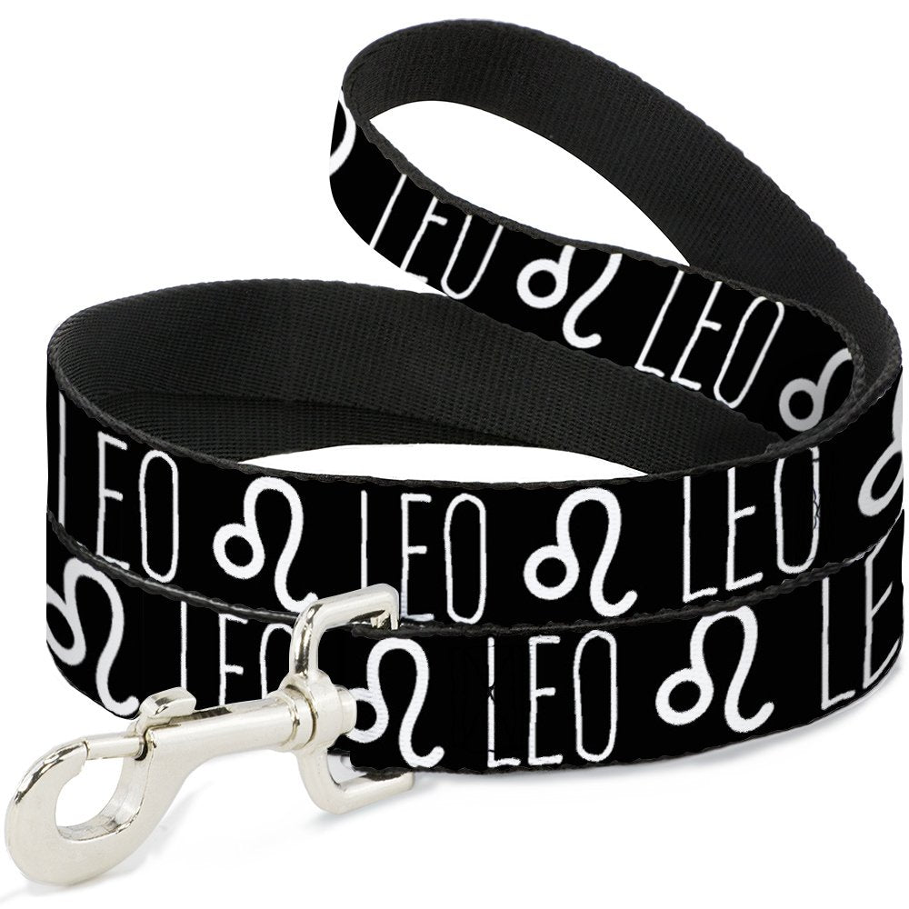 Dog Leash Zodiac Leo Symbol Black White 6 Feet Long 1.5 Inch Wide