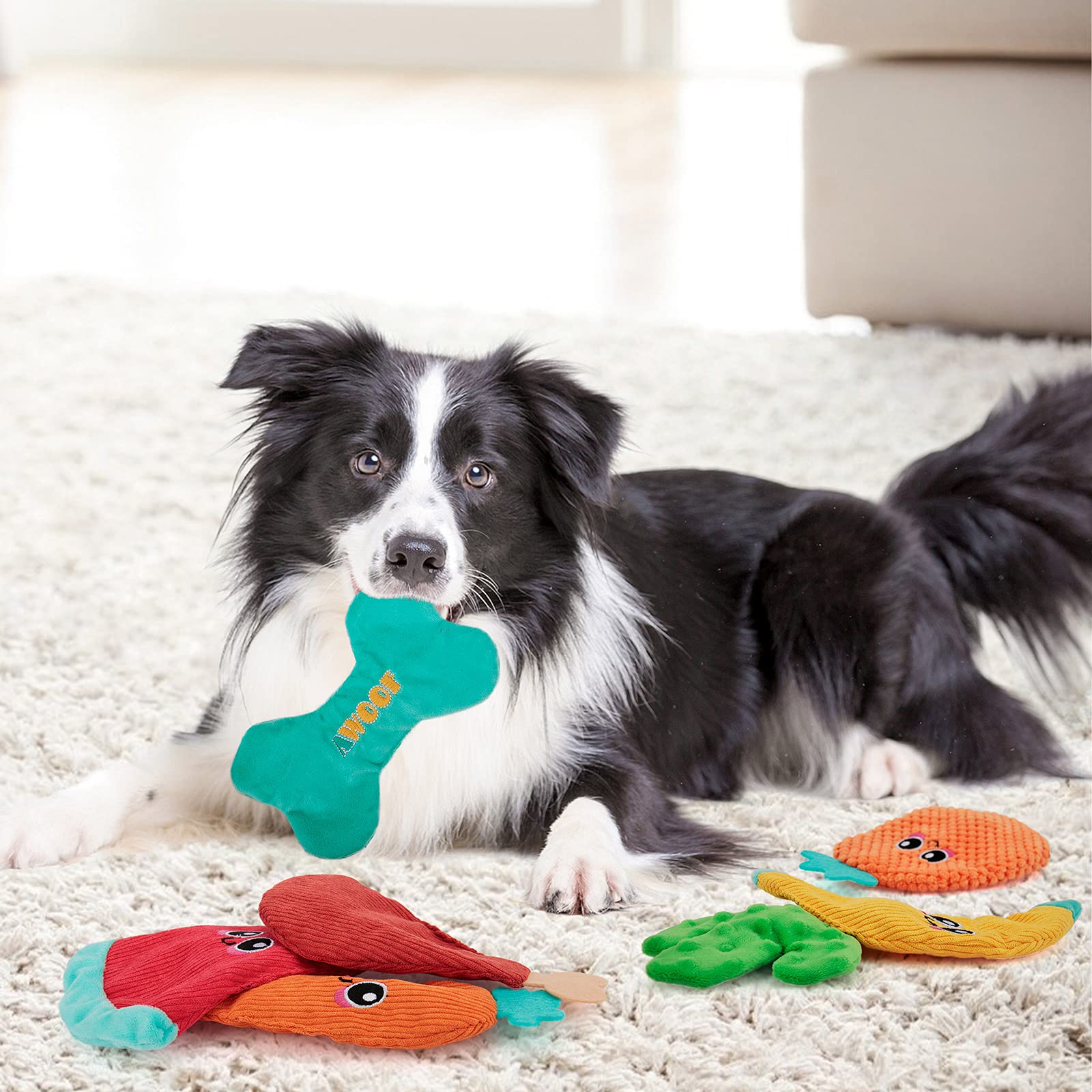 Awoof Dog Toys No Stuffing, Crinkle Dog Toys For Aggressive Chewer Large Breed 8 Packs Flat Stuffless Puppy Doggie Toys Tough Du