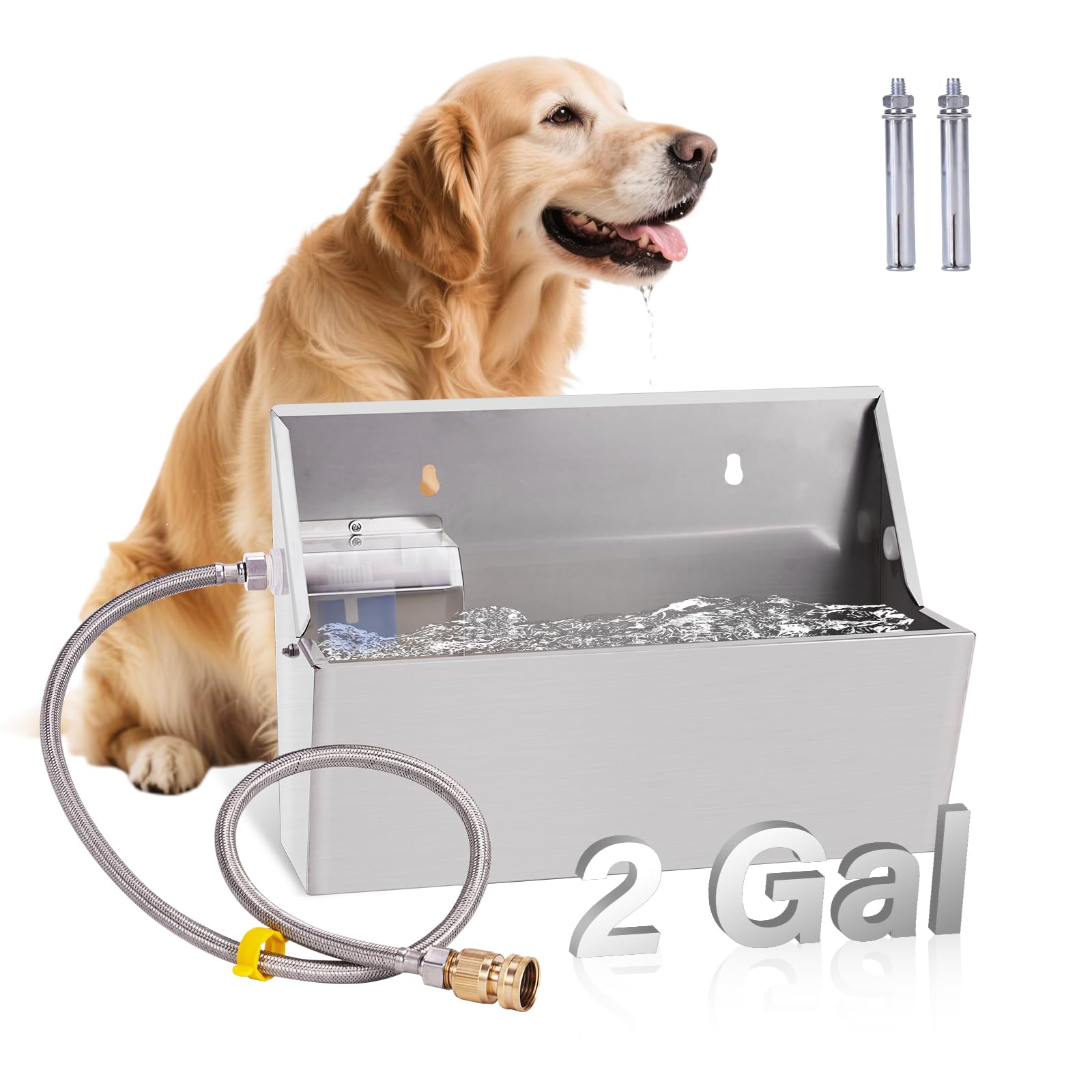 PAUQEWIE 2Gal Automatic Dog Water Bowl Dispenser Auto Fill Dog Waterer Outdoor Livestock Water Trough Drinking Feeder for Large 