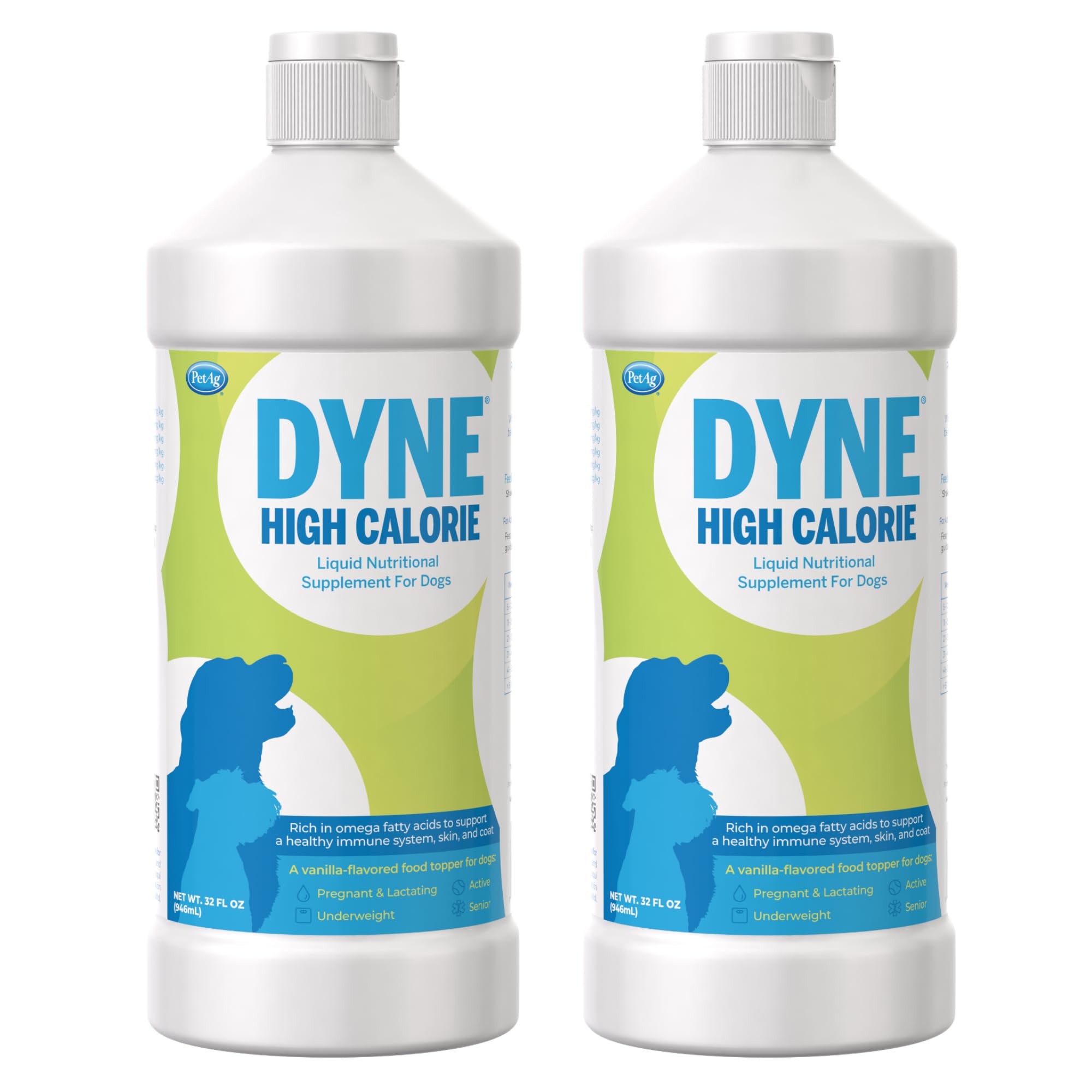 Pet-Ag Dyne High Calorie Liquid Nutritional Supplement for Dogs & Puppies 8 Weeks and Older - 16 oz, Pack of 2 - Supports Perfor
