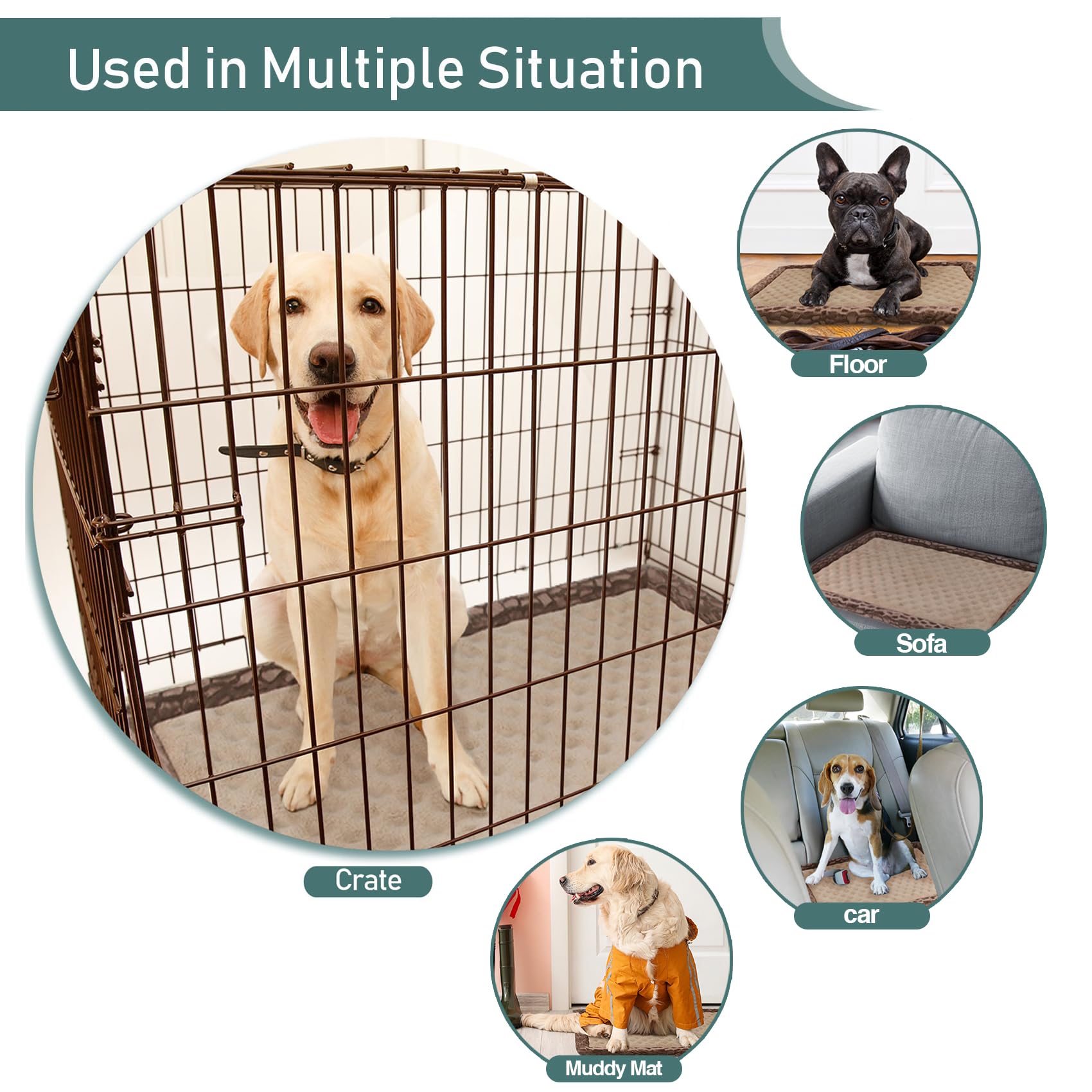 Pagged 30 Inch Dog Crate Bed Kennel Mat Indoor Cage Pad Medium Small Flat Thin Memory Foam Doggy Beds Washable Anti Slip Brown P