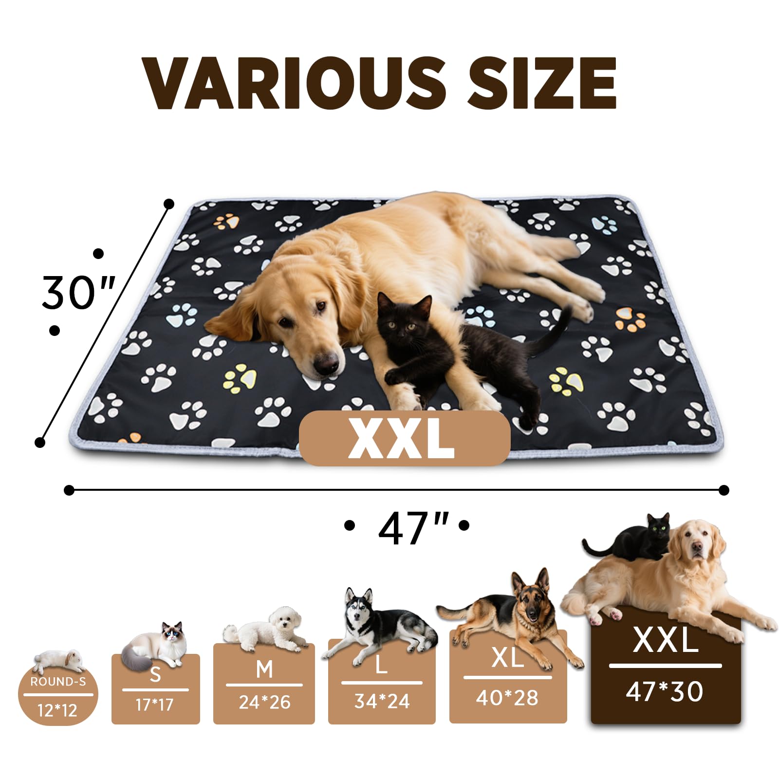furrybaby Large Dog Heating Pad, Pet Heating Pad for Dogs Indoor, Waterproof Pet Heated Mat with Durable Anti-Bite Tube Indoor f