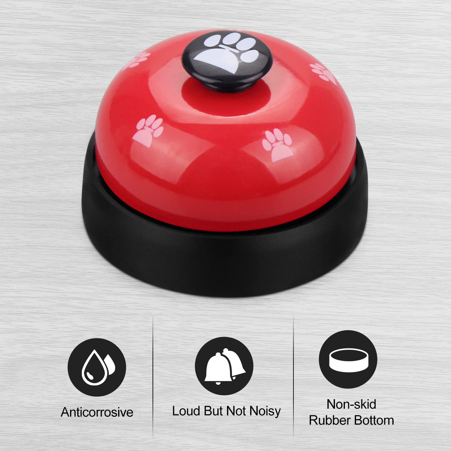 Comsmart Dog Puppy Cat Kitten Potty Training Bells, 2 Metal Dog Paw Print Bells With Non-Skid Rubber Base For Pet Interactive Ga