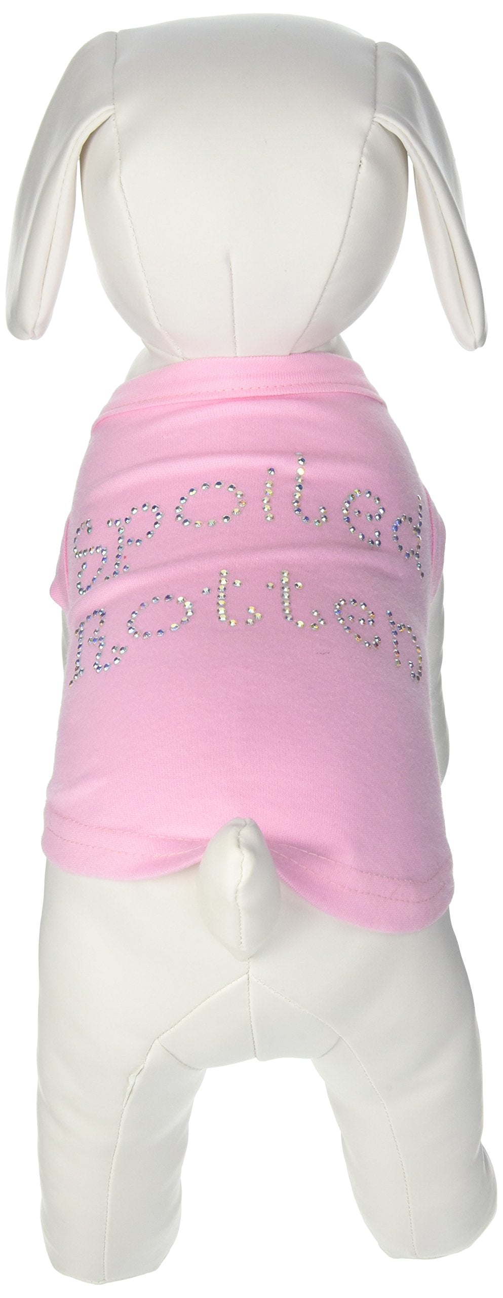 Pet Dog & Cat Shirt Rhinestone, &quot;Spoiled Rotten&quot; Light Pink SM (3-6 lbs.)