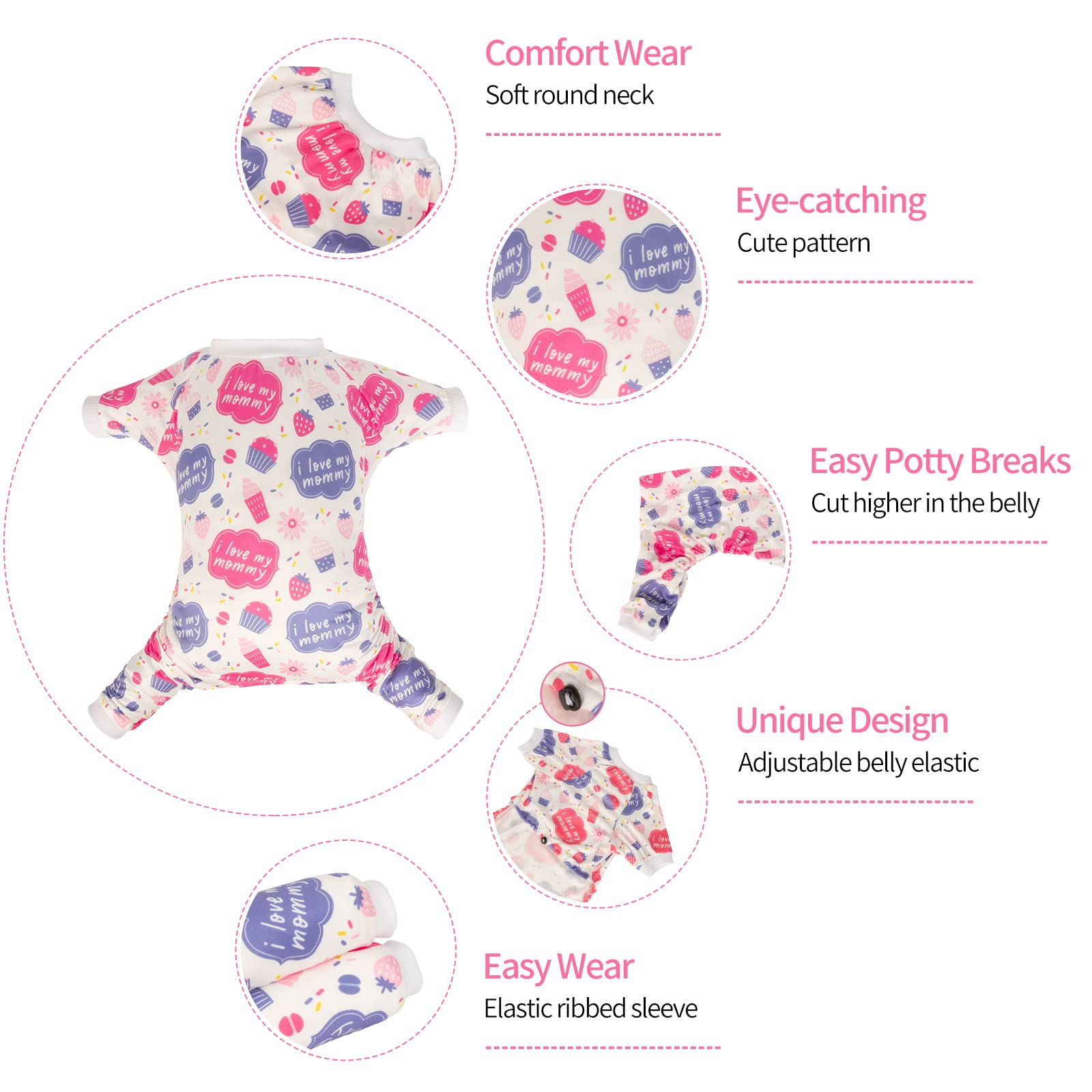 Cutebone Small Dog Pajamas Shirt Stretchy Summer Puppy Pjs Soft Cat Onesies Pet Clothes For Daily Wear Da18M