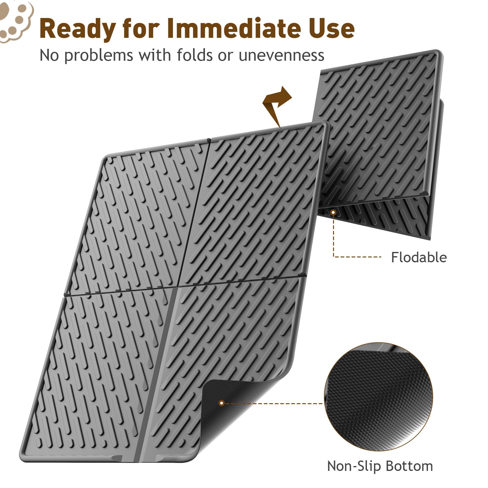 Kaxionage Cat Litter Mat With Grooves & Raised Edge, Urineproof/Waterproof,Litter Scattering Control,Easy To Clean (31 * 24In-Bl