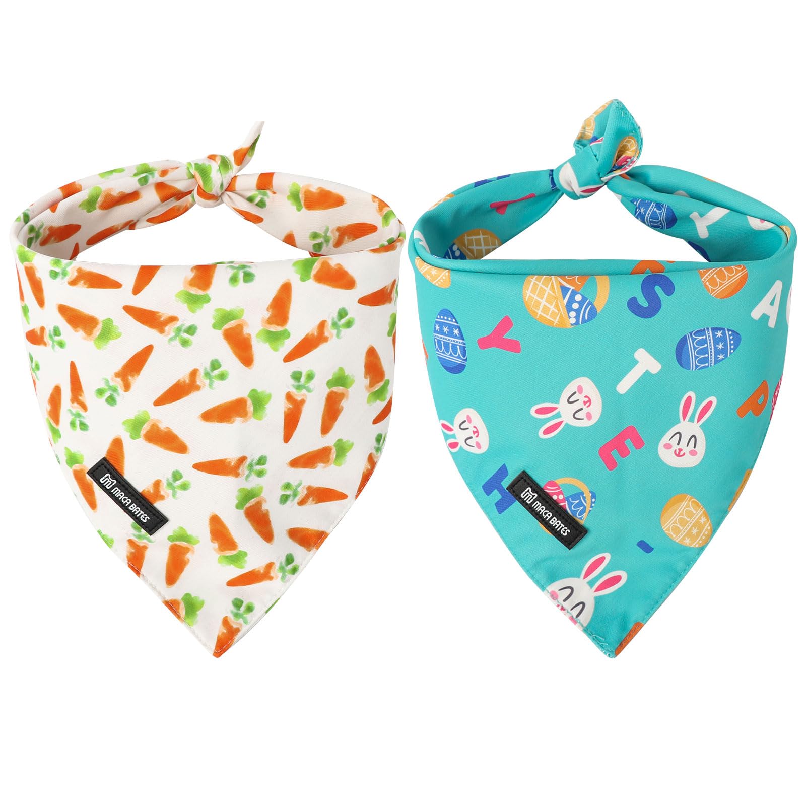Maca Bates 2 Pack Easter Corrot Dog Bandana Bunny Rabbit Egg Esater'S Gift Dogs Scarf Green And White Soft Puppy Bandanas Pet Ke
