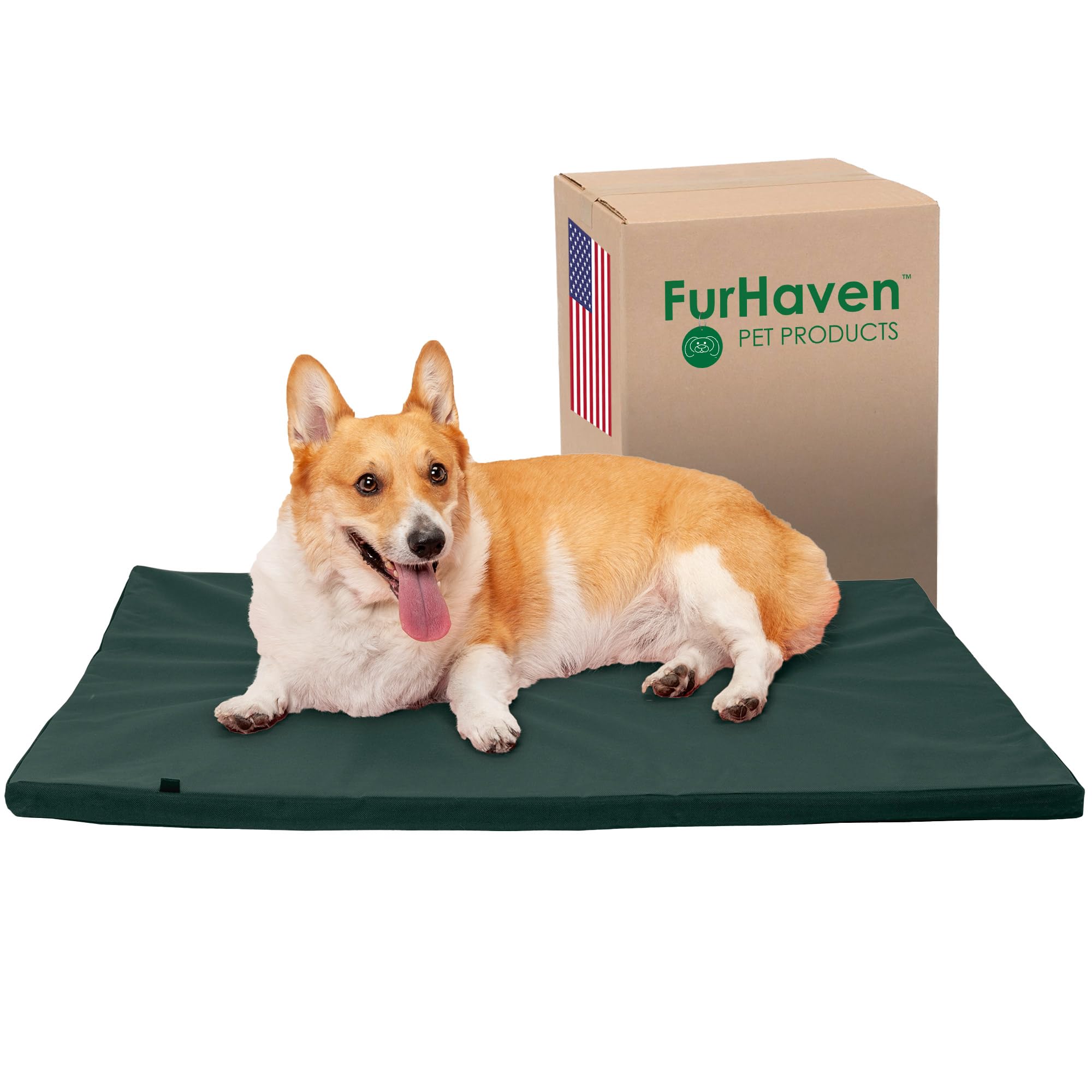 Furhaven Water-Resistant Dog Bed for Large/Medium Dogs w/ Removable Washable Cover, Perfect for Crates & Kennels, For Dogs Up to