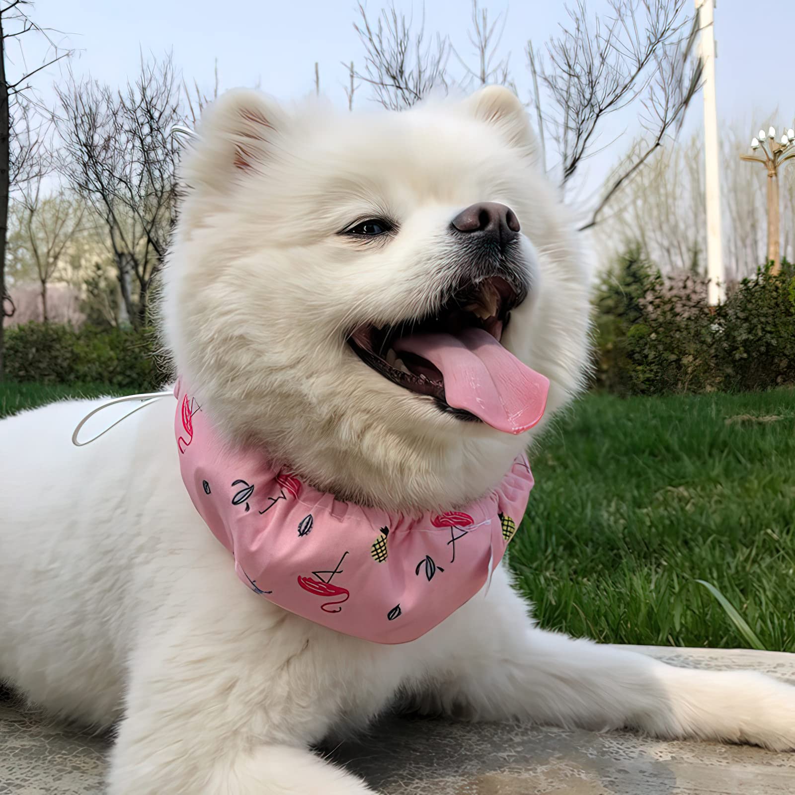 Kudes Dog Cooling Bandana Collar With Recyclable Ice Packs, Pet Dog Adjustable Ice Chill Out Collar Scarf Neck Cooler Wrap For C