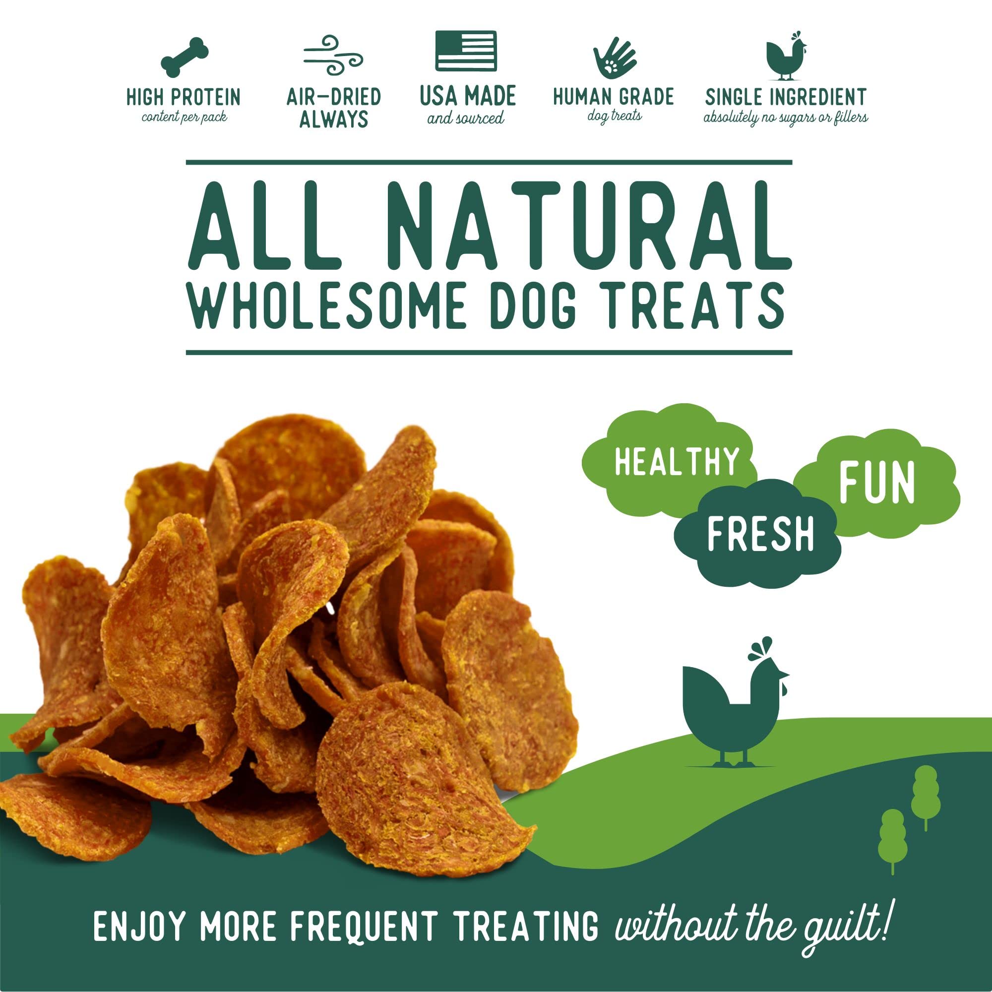 Beg & Barker All Natural Chicken Chips for Dogs (16oz) - Dog Treats Made with USA Sourced Real Meat Chicken, Made in The USA