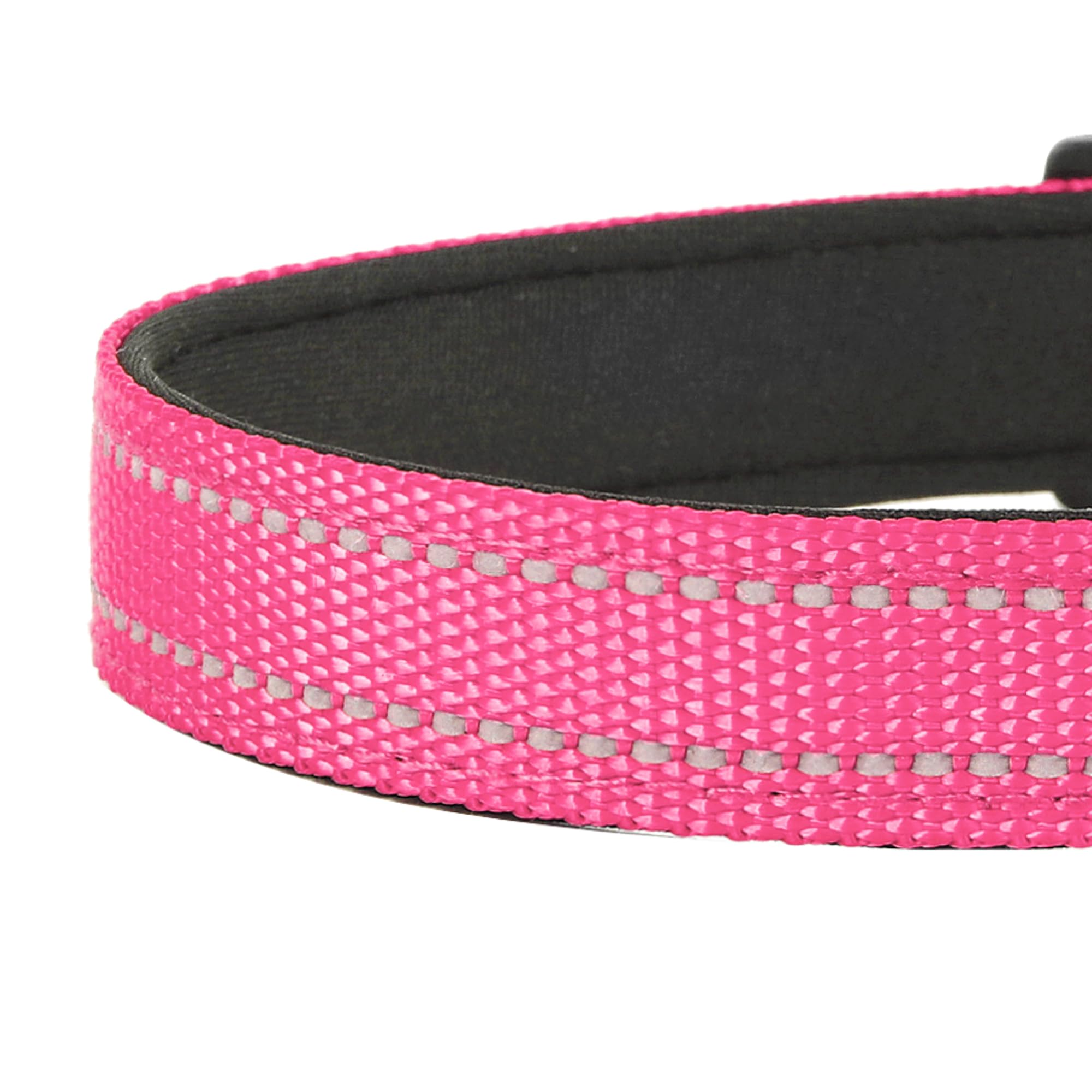 Pwod Reflective Dog Collar, Adjustable Soft Neoprene Padded Nylon Pet Collars With Buckle For Extra Large Dogs, Hotpink,Xl