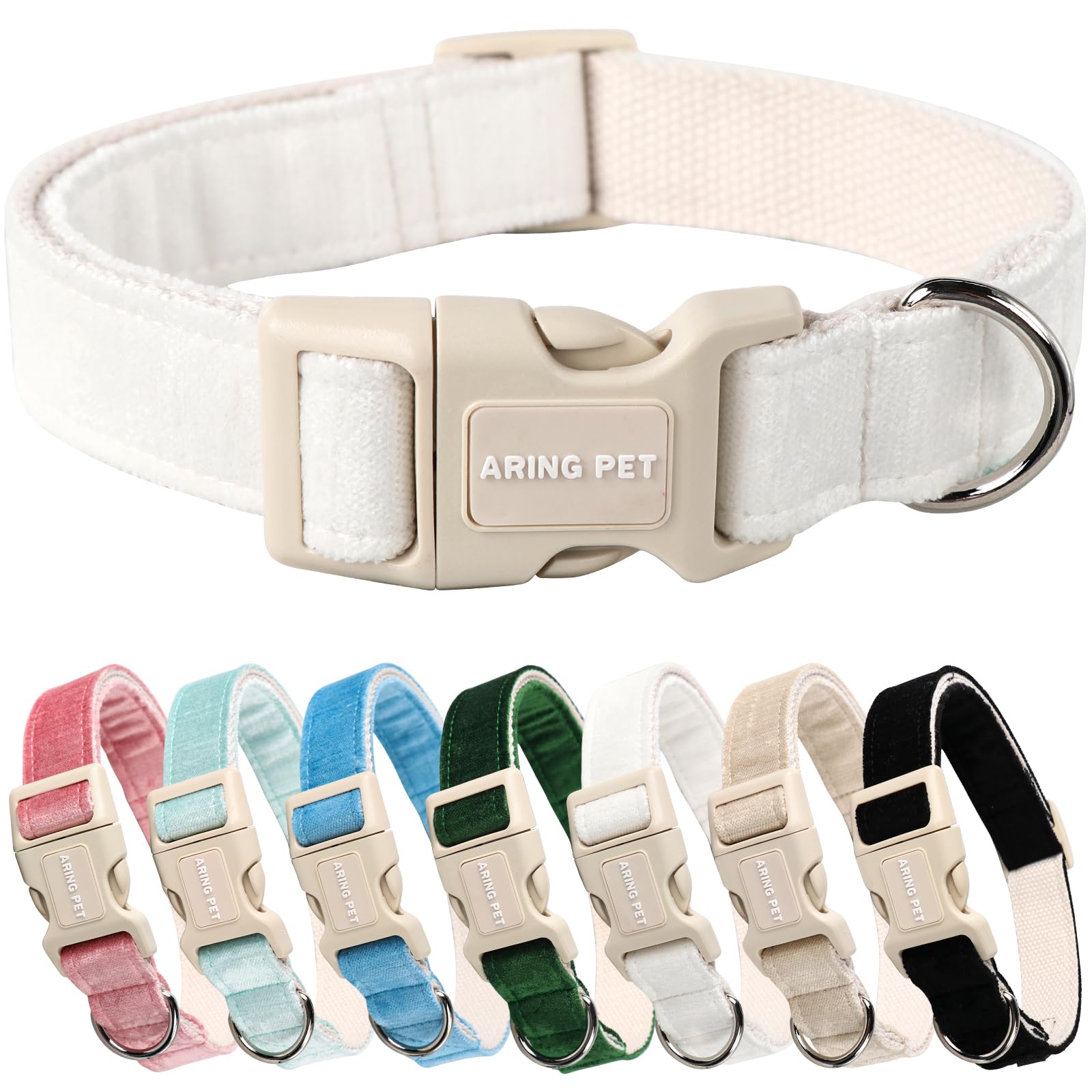 Aring Pet White Dog Collar-Adjustable Small Dog Collars, Lightweight Cotton Wedding Pet Collars With Quick Release Buckle For Sm