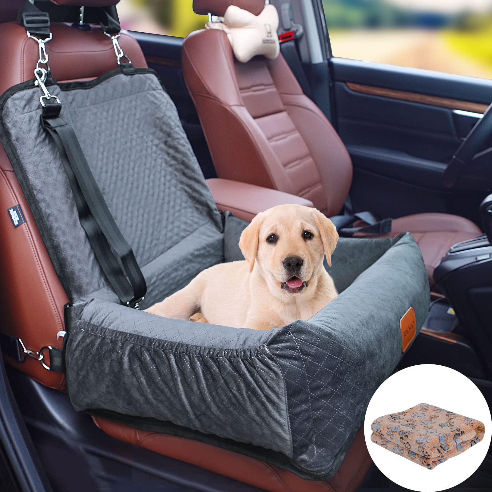 Dog Car Seat Pet Booster Seat For Medium Small Dogs,Dog Seat Travel Bed Multi-Function-Dog Bed,Dog Sofa Cushion,With Dog Blanket,Comfortable Safe Removable And Washable,Fits Cars/Trucks/Suv