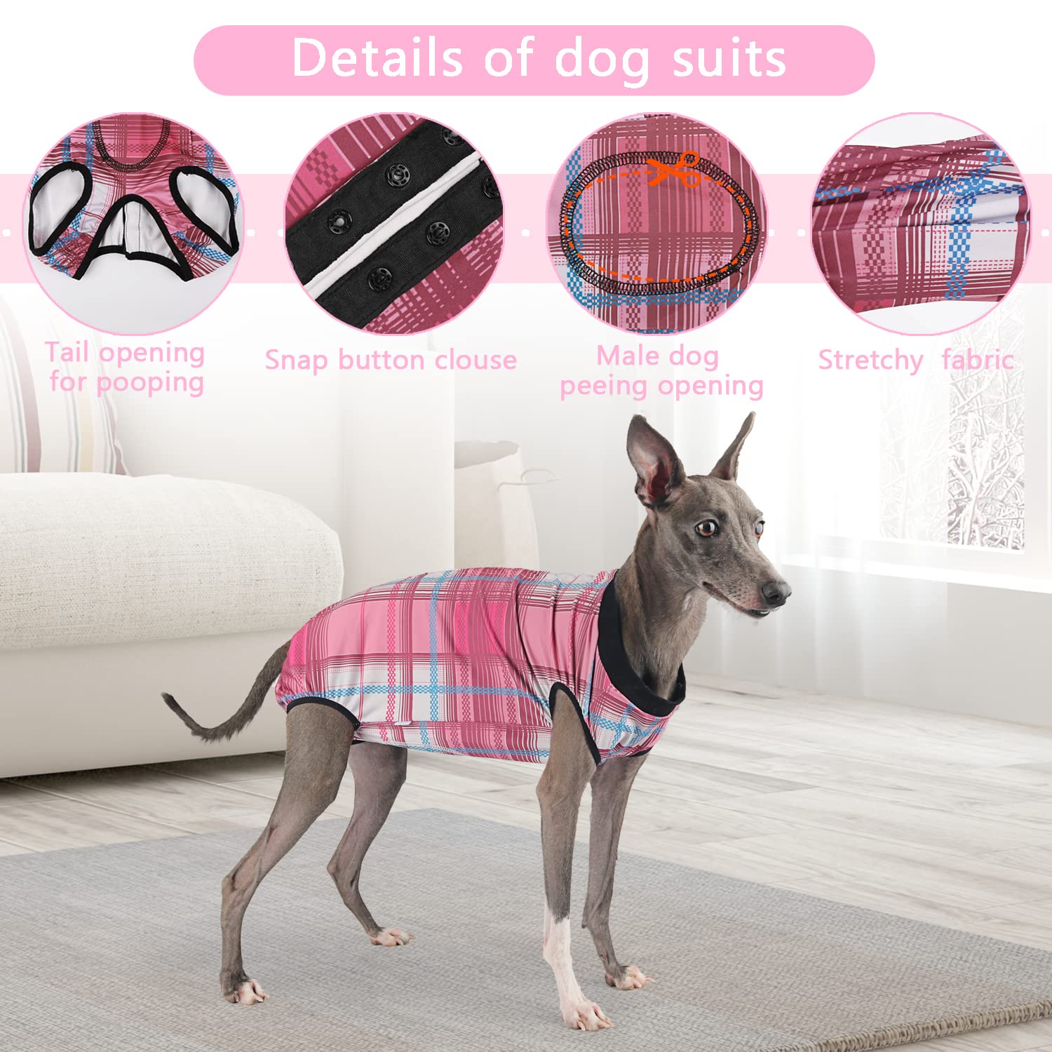 Etdane Dog Recovery Suit for Female Male Dog Onesie for Surgery Dog Surgical Suit After Spayed Dog Neuter Body Suits Fit Small M