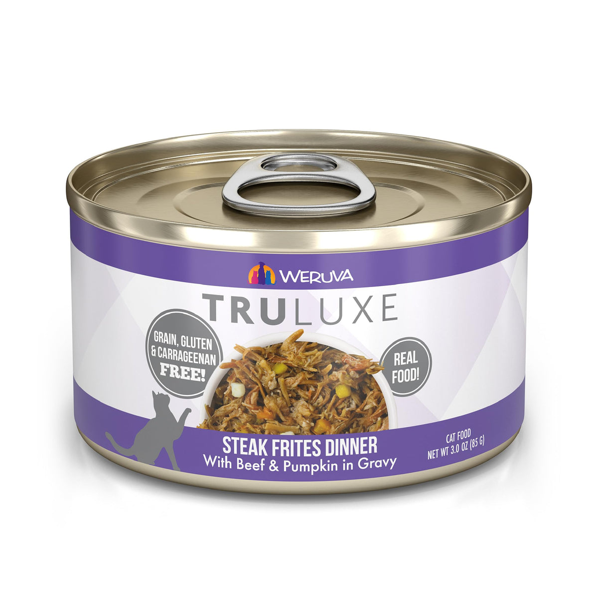 Weruva Truluxe Cat Food, Steak Frites Dinner With Beef & Pumpkin In Gravy, 3Oz Can (Pack Of 24)