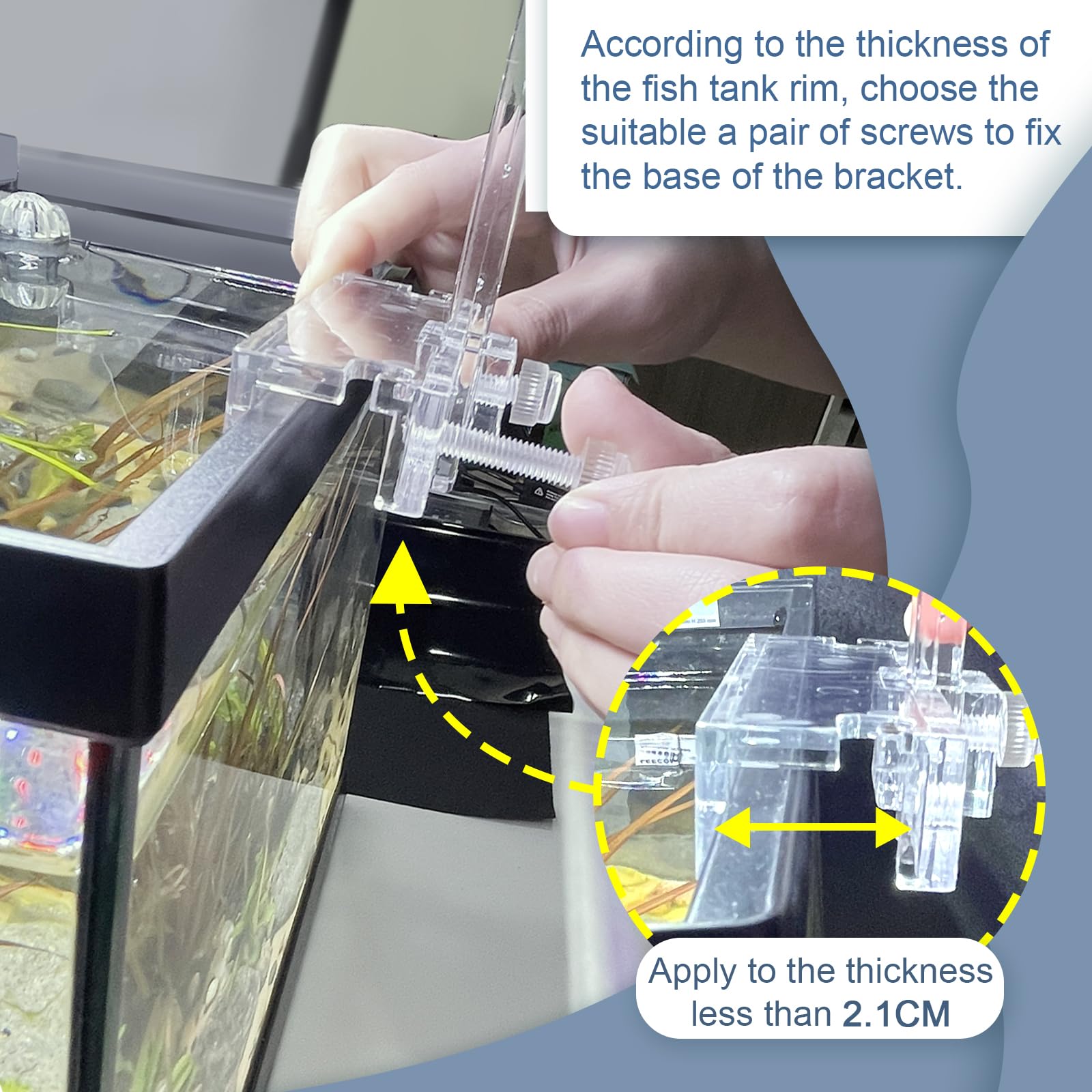 driamor Aquarium Light Riser Adjustable, Clear Acrylic Fish Tank LED Light Stand Aquarium Lamp Holder Bracket Kit 2pcs Transpare