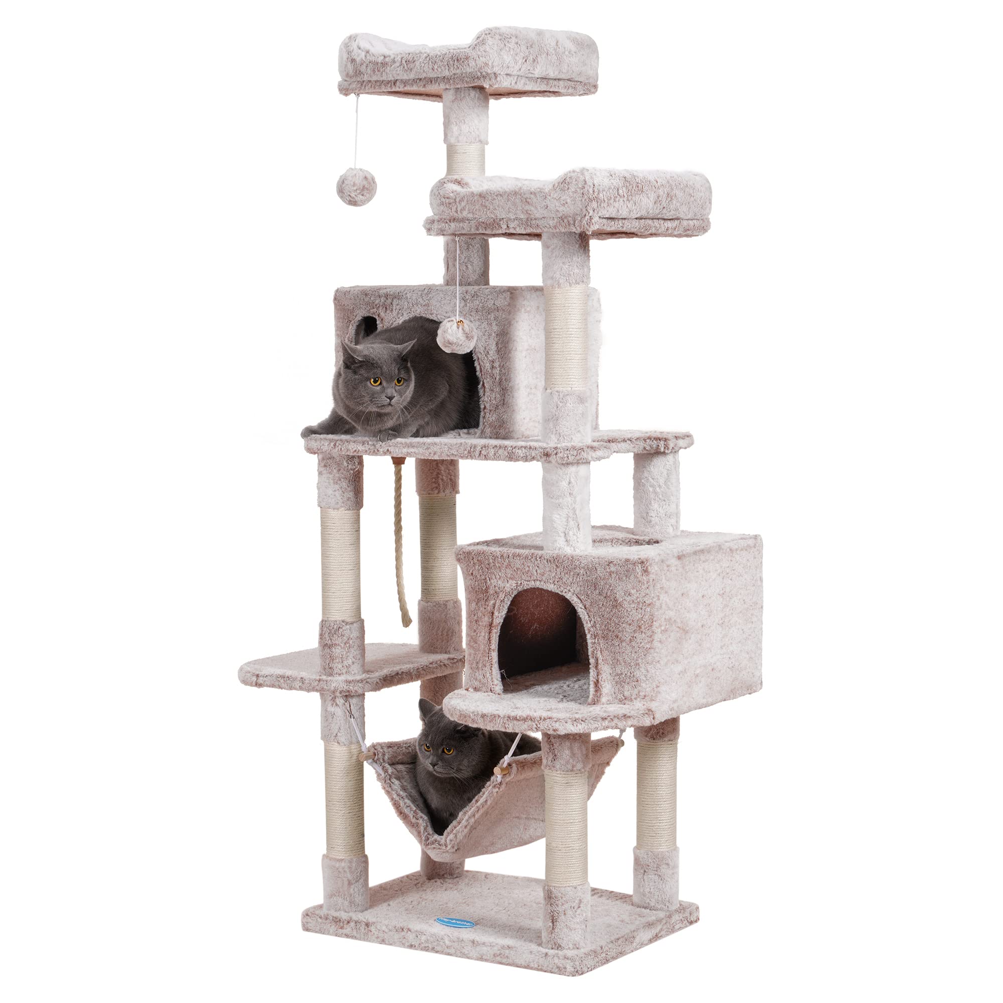 Hey-Brother Large Multi-Level Cat Tree Condo Furniture With Sisal-Covered Scratching Posts, 2 Bigger Plush Condos, Perch Hammock
