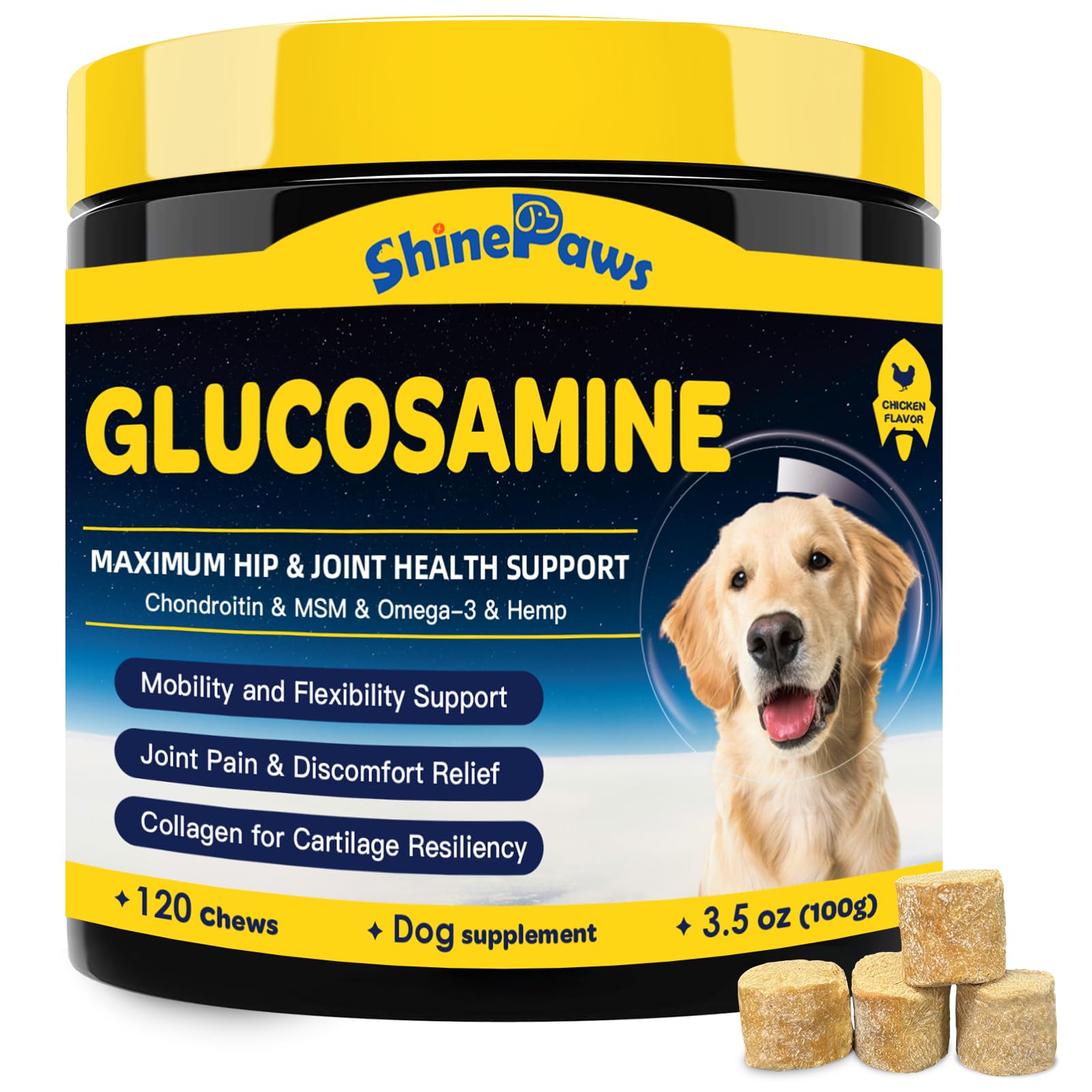 Glucosamine for Dogs - Joint Supplement for Dogs - Chondroitin, MSM, Omega-3, Hemp, Dog Joint Pain Relief, Support Mobility, Dis