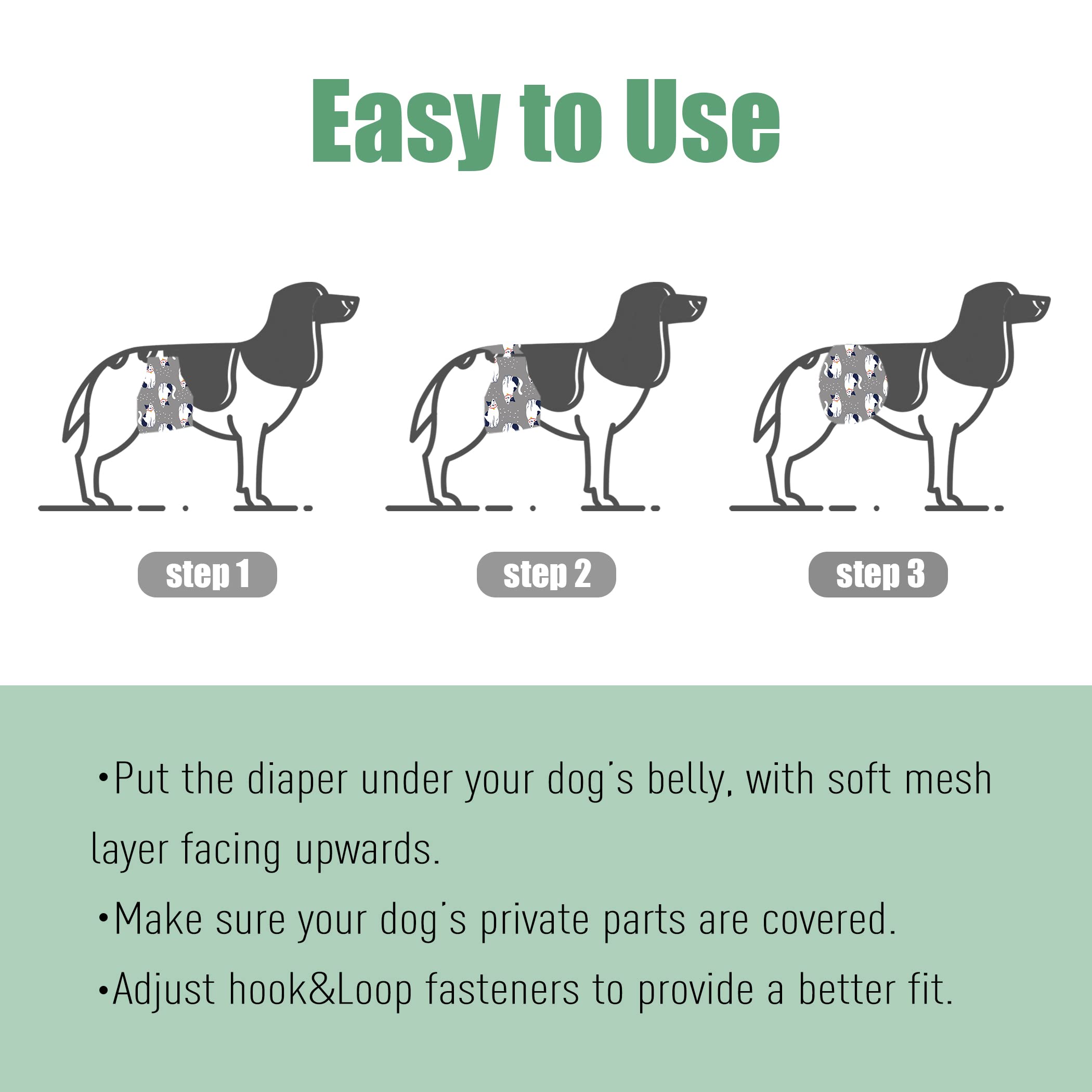 Wegreeco Washable Male Dog Belly Band (Stylish Pattern)- Pack Of 3 - Washable Male Dog Belly Wrap, Dog Diapers Male (Cool & Sweet Cat, M)