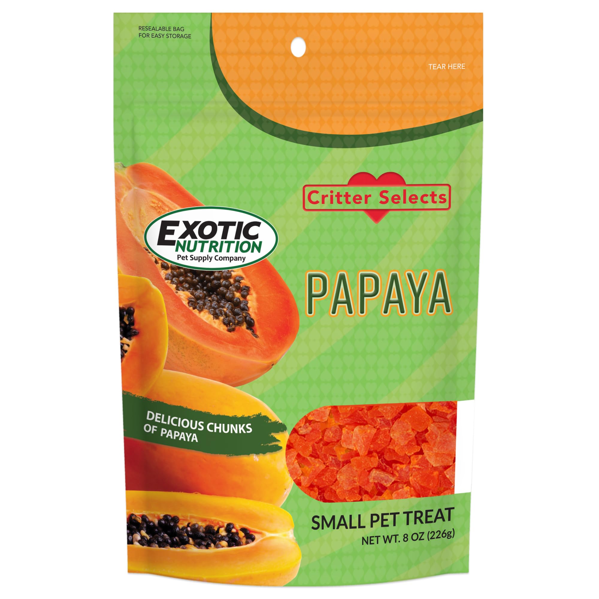 Papaya Treat 1/2 LB - Healthy Natural Dried Fruit Treat - Rabbit, Guinea Pig, Hamster, Gerbil, Rat, Parrot, Sugar Glider, Squirr