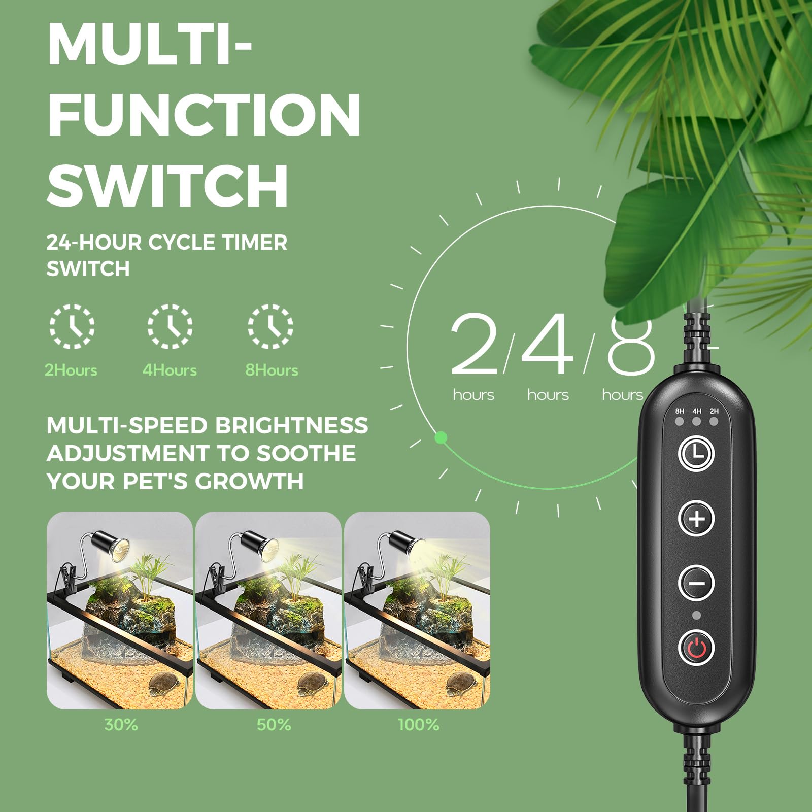 Doright Reptile Heat Lamp, (Maximum Power 100W) E26 Turtle Heating Lamp Holder With Cycle Timer & Temperature Control, Turtle He