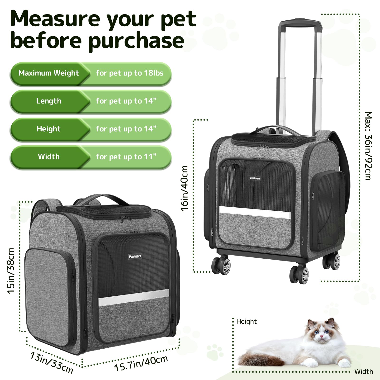 Rolling Cat Carrier With Wheels: Dog Carrier For Small Dogs & Large Cats, Expandable Pet Carrier On Wheels With Cat Play Tunnel,