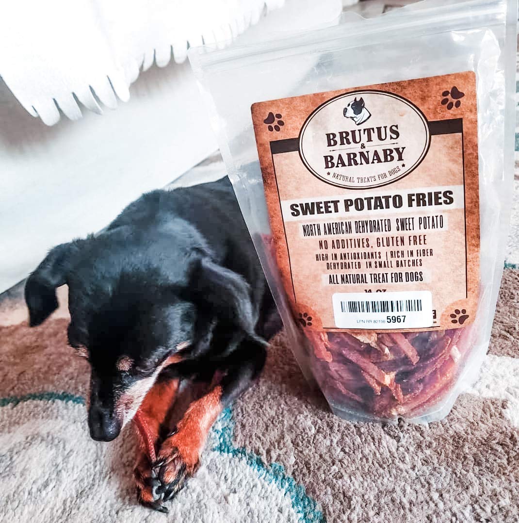 BRUTUS & BARNABY Sweet Potato Dog Treats- No Additive Dehydrated Sweet Potato Fries, Grain Free, Gluten Free and No Preservative