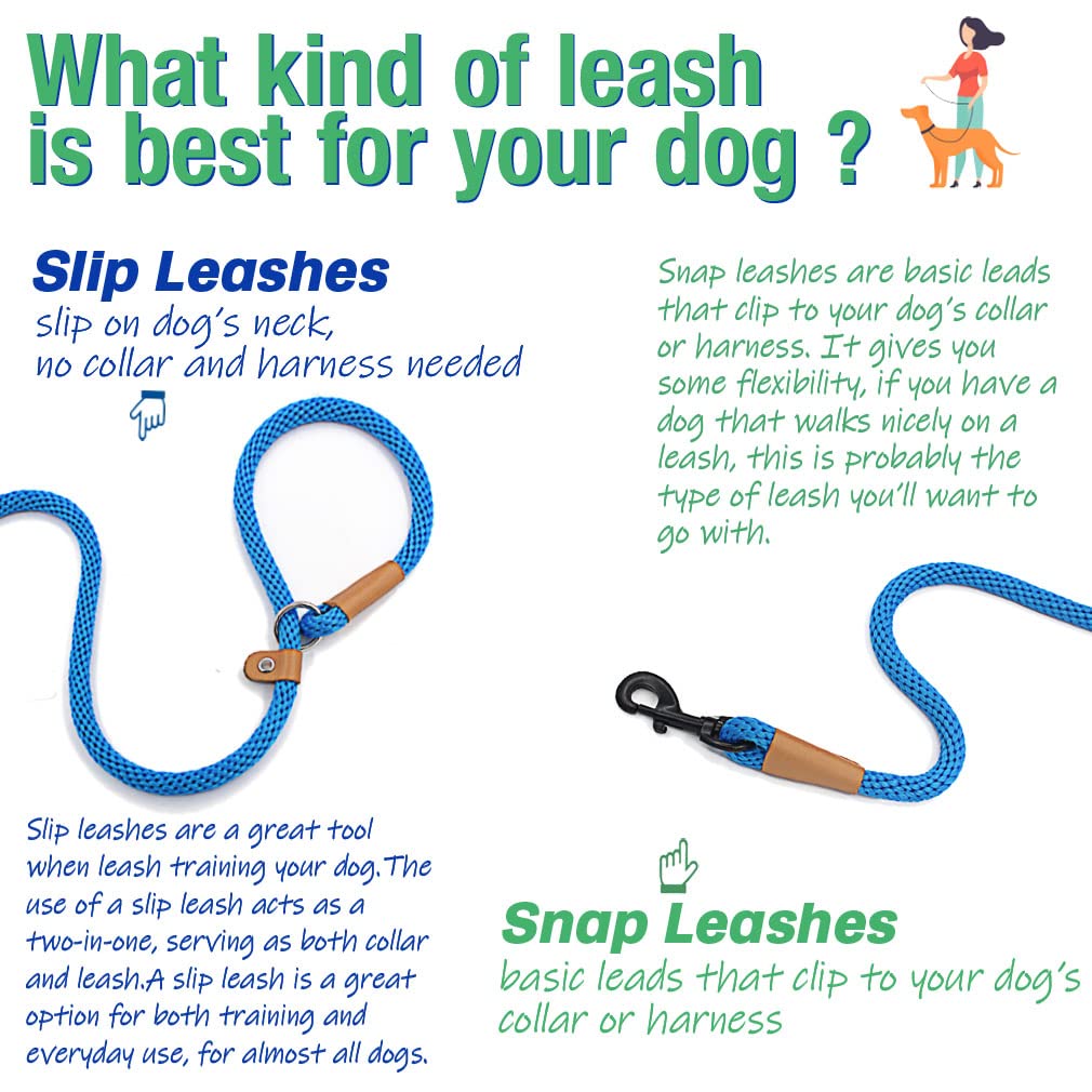 Lynxking Slip Lead Dog Leash 6 Ft X 1/2 Inches Strong Heavy Duty Dog Rope Leash Braided Comfortable Handle For Small Medium Larg