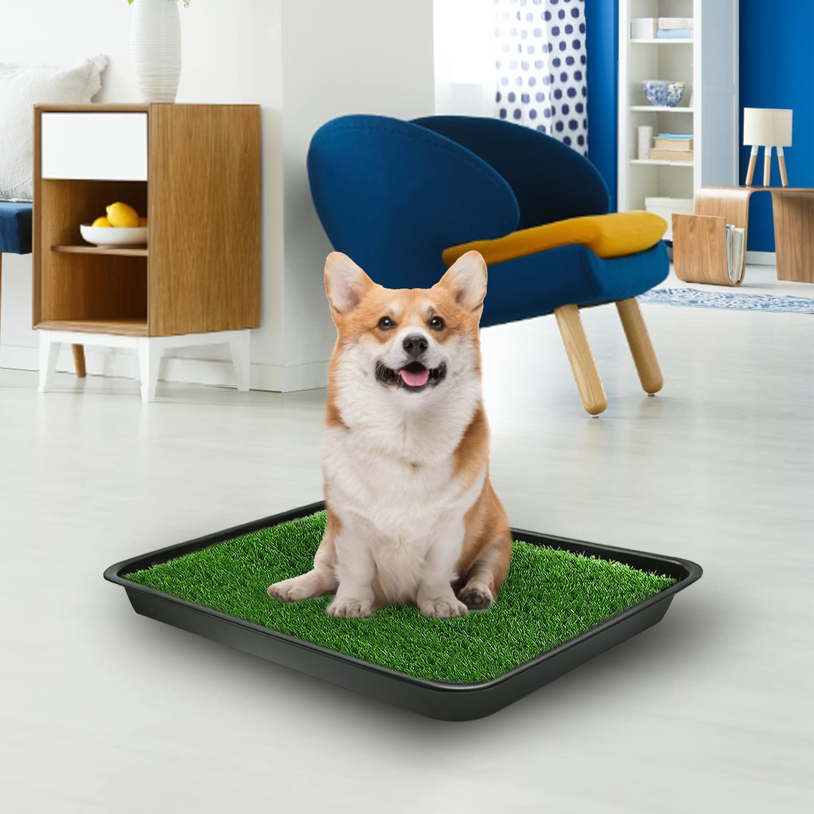 Goldouya 23 X 19 In Pet Potty Grass Mat With Tray, Complete Potty System For Indoor/Outdoor Puppy Training, Reusable Pet Litter Box Training Pads Is Easy To Clean Good And Use