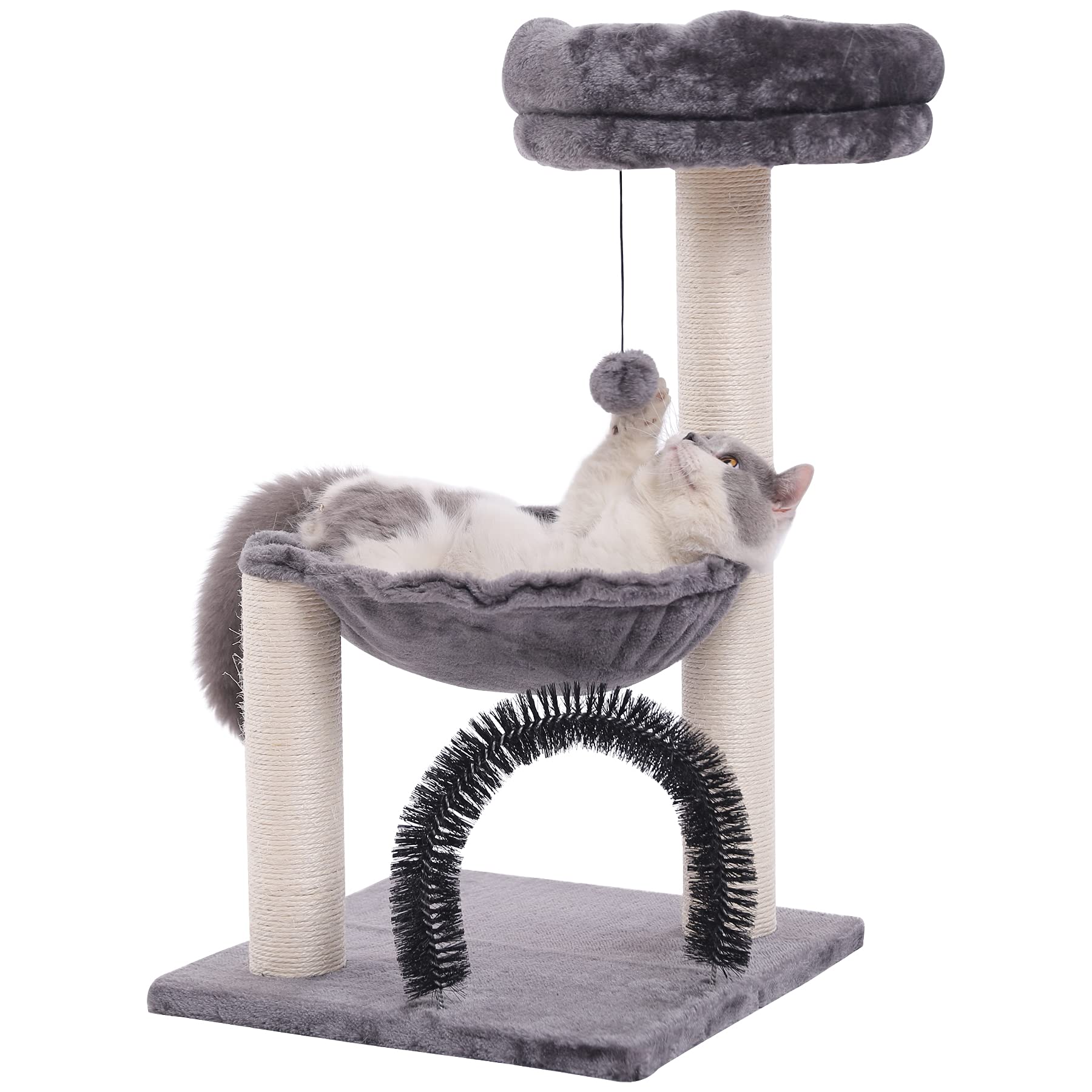 HOOPET Cat Tree Tower for Indoor Cats, 27.8 Inches Multi-Level Cat Tree with Scratching Posts Plush Basket & Perch for Play Rest