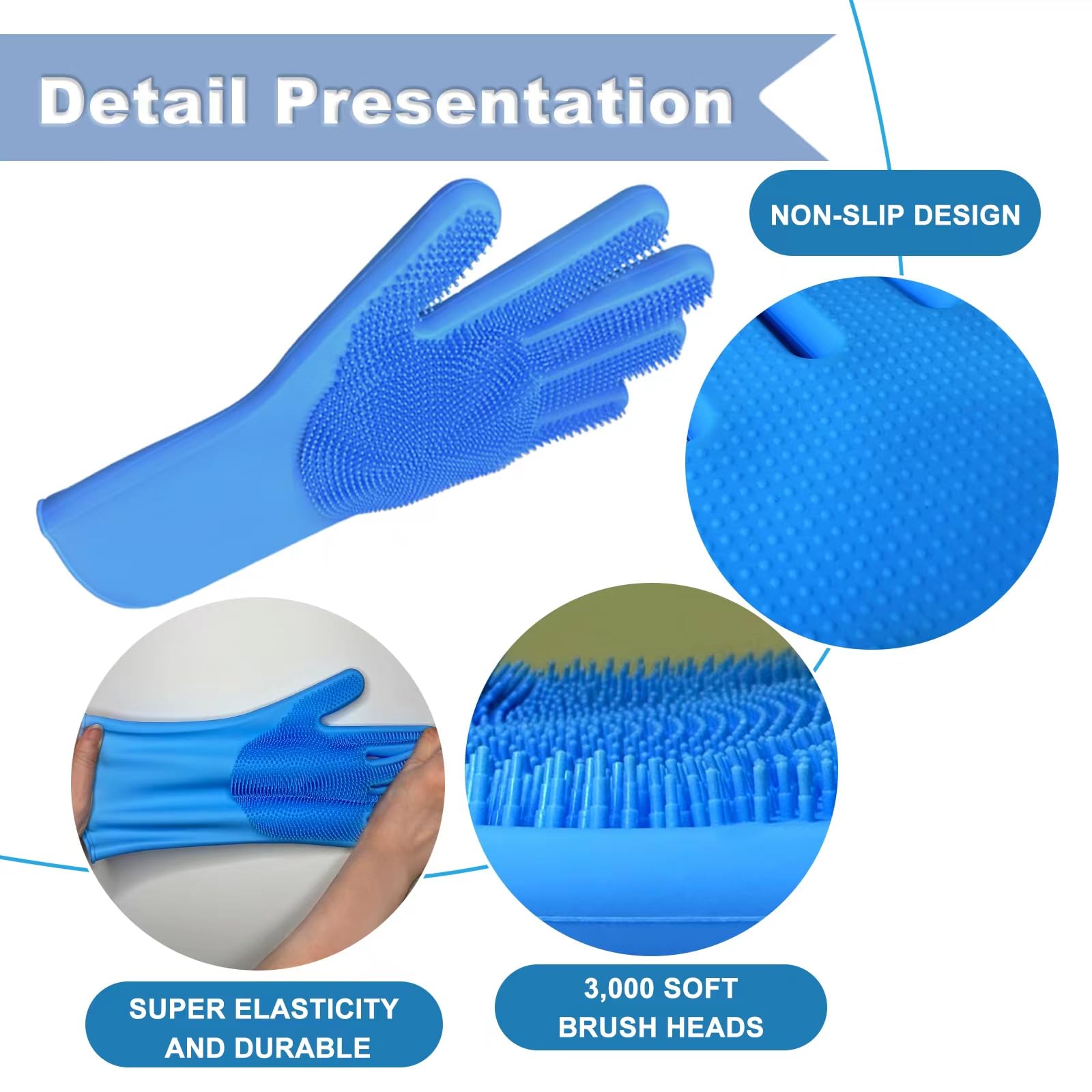 Idqquqq 2Pcs Dog Washing Gloves And Dog Shampoo Brush, Dog Bath Supplies Dog And Cat Bath Set