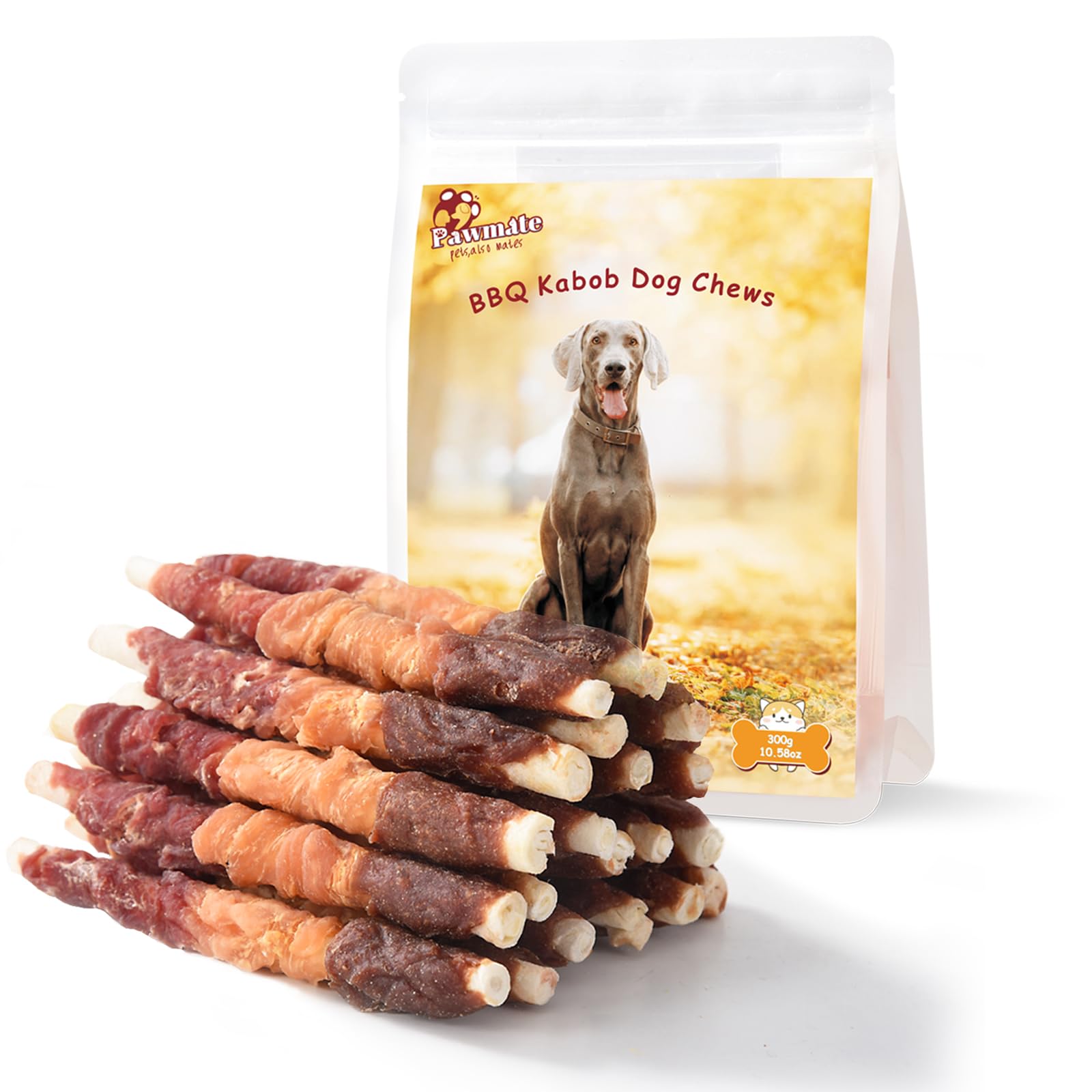 Pawmate Multi-Flavor Dog Treats Beef Liver, Chicken, and Duck Wrapped Rawhide Sticks, High Protein Grain Free Long Lasting Dog J